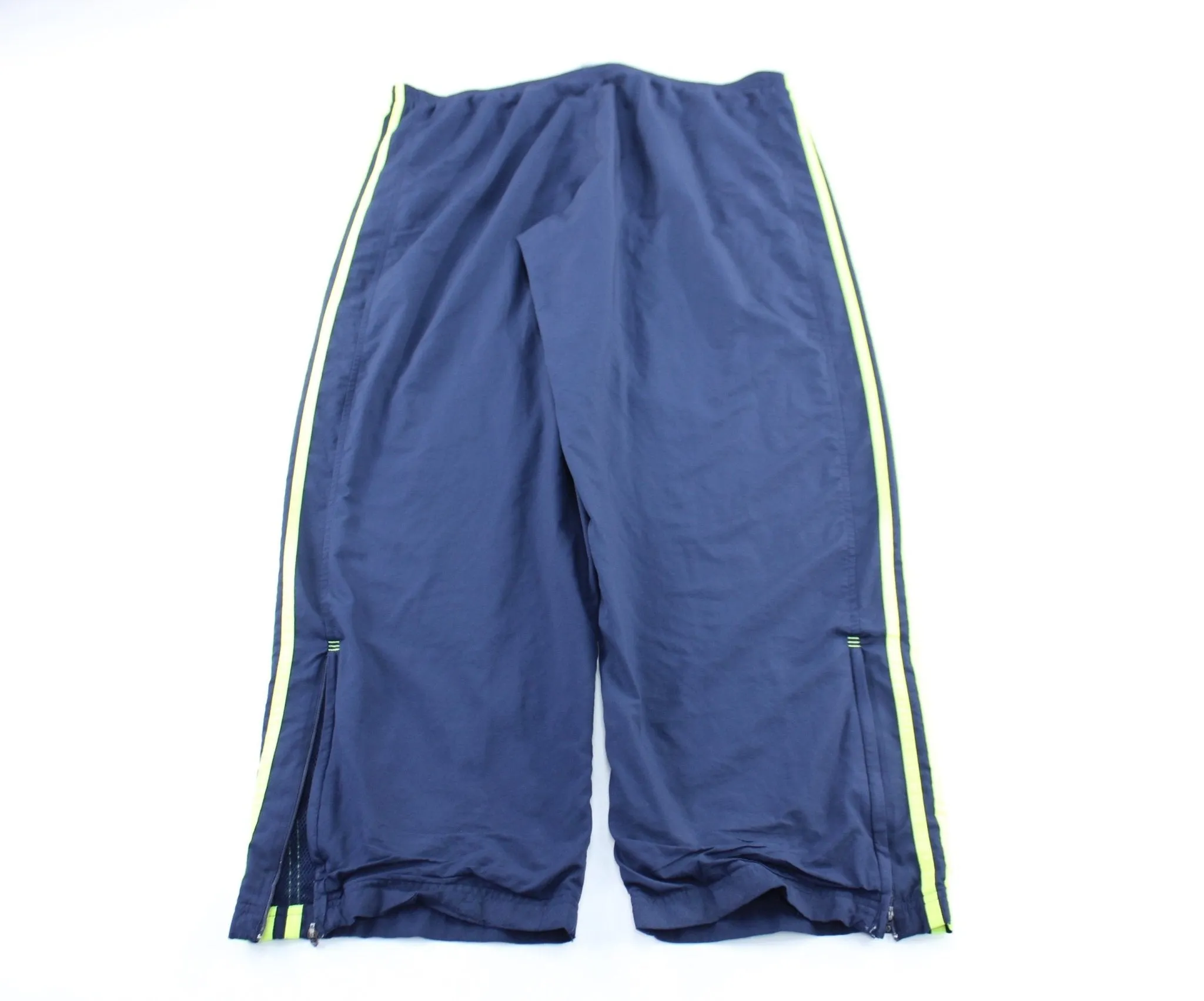 Adidas Embroidered Logo Navy Blue & Neon Striped Pants