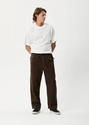 AFENDS Mens Cabal - Elastic Waist Relaxed Pants - Earth