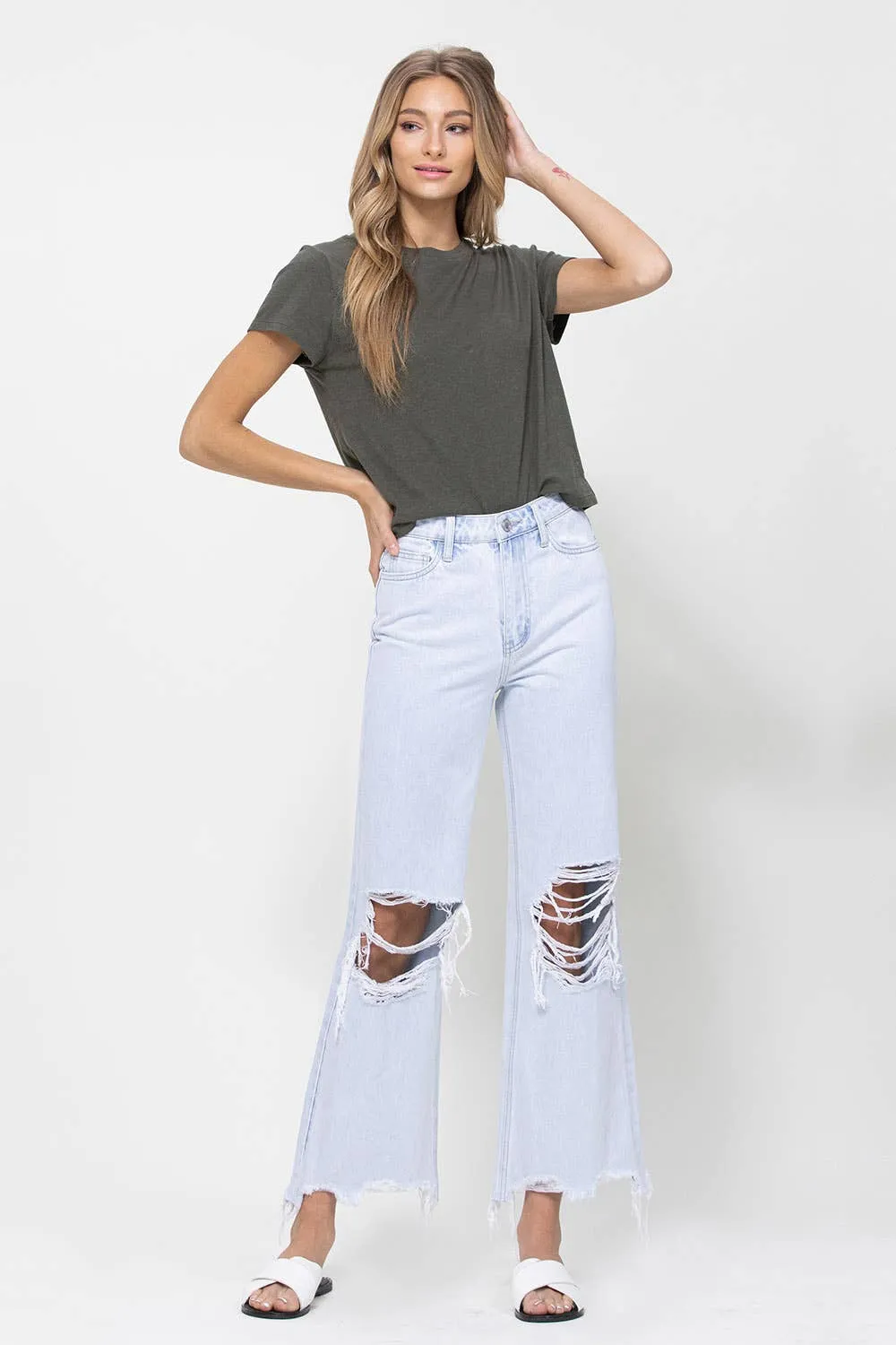 *ARIELLA CROP FLARE HIGH WAISTED JEANS LIGHT WASH