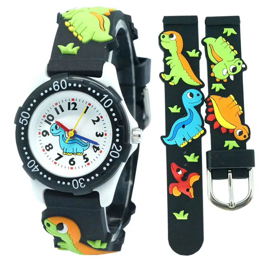 Brand  High Quality Cute Dinosaur Cartoon children watch girls Rubber kids watches boys Silicone Quartz WristWatch