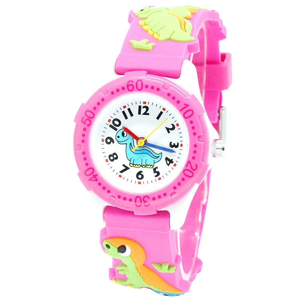 Brand  High Quality Cute Dinosaur Cartoon children watch girls Rubber kids watches boys Silicone Quartz WristWatch