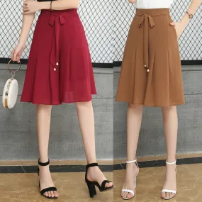 Chiffon Culottes Five-Point Loose Wide-Leg Pants