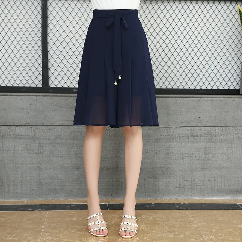 Chiffon Culottes Five-Point Loose Wide-Leg Pants