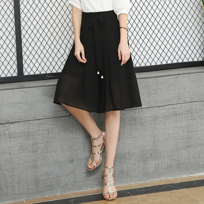 Chiffon Culottes Five-Point Loose Wide-Leg Pants