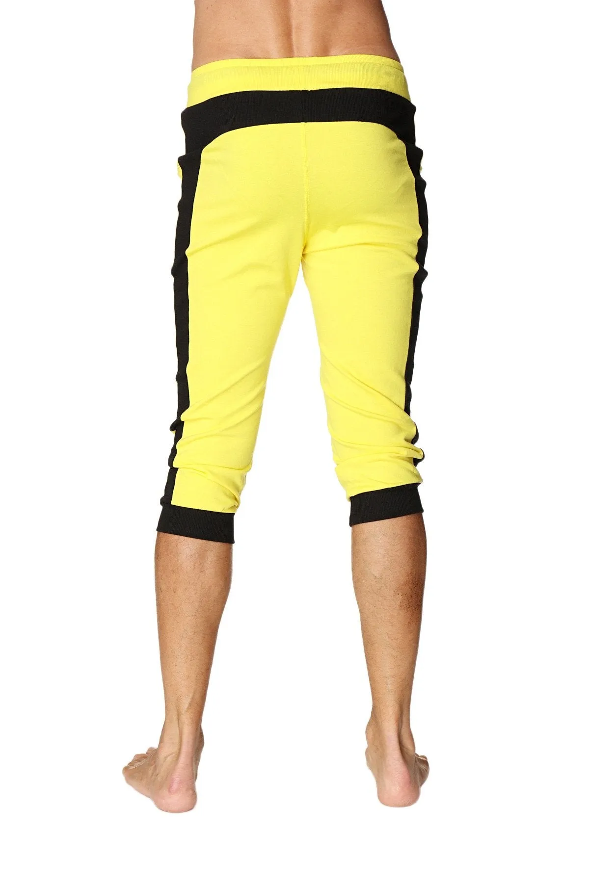 Cuffed Yoga Pants (Tropic Yellow w/ROYAL blue)