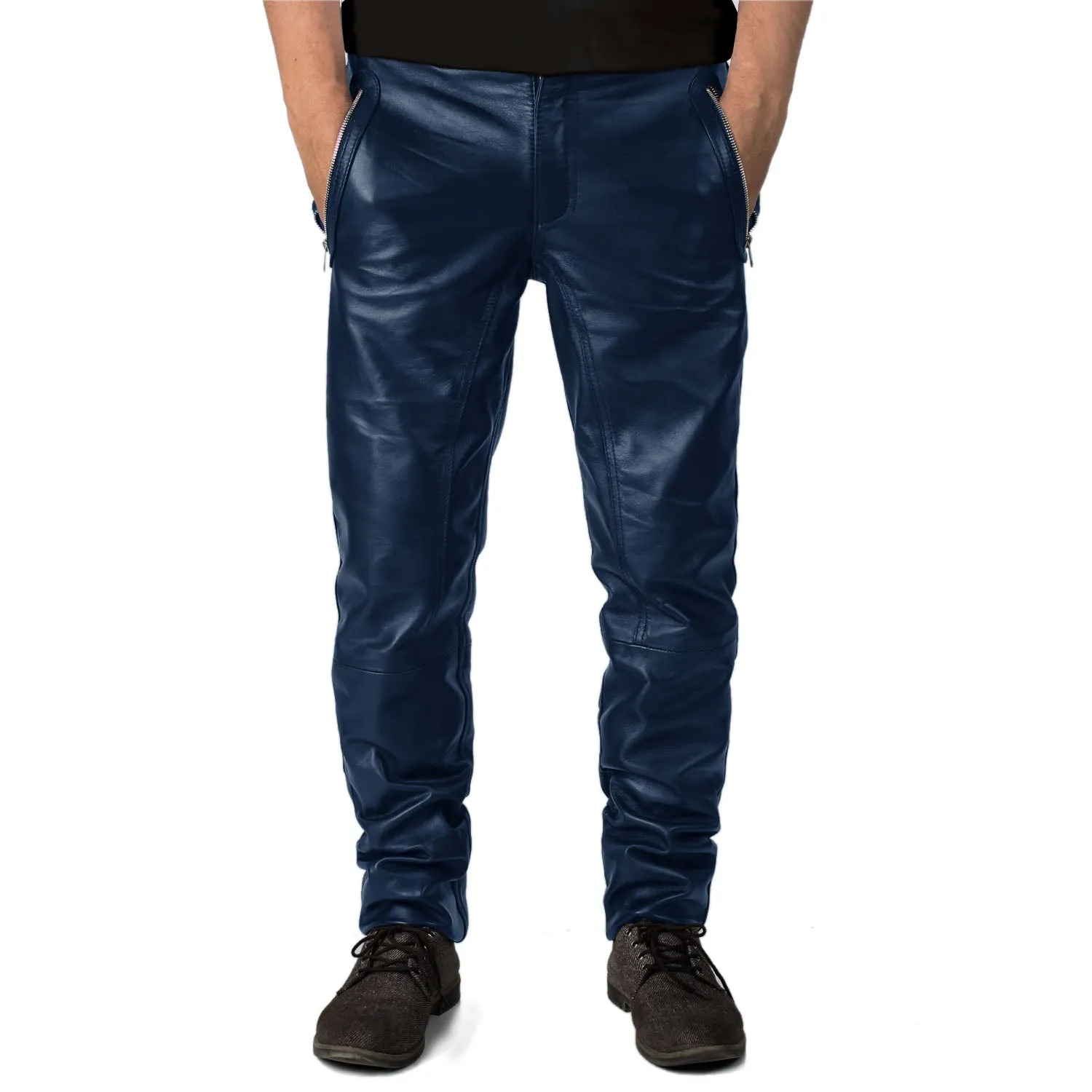 Delara Men's Green Leather Jogger Pants