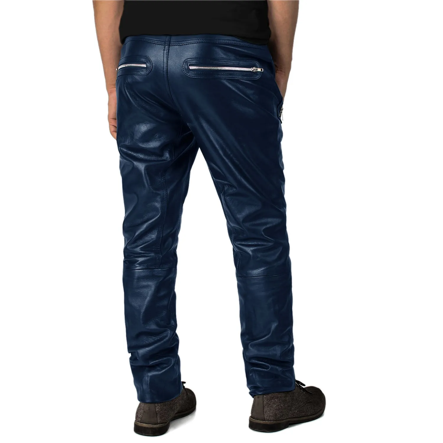 Delara Men's Green Leather Jogger Pants