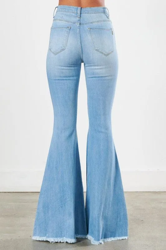 Distressed Flare Leg Jeans Womens