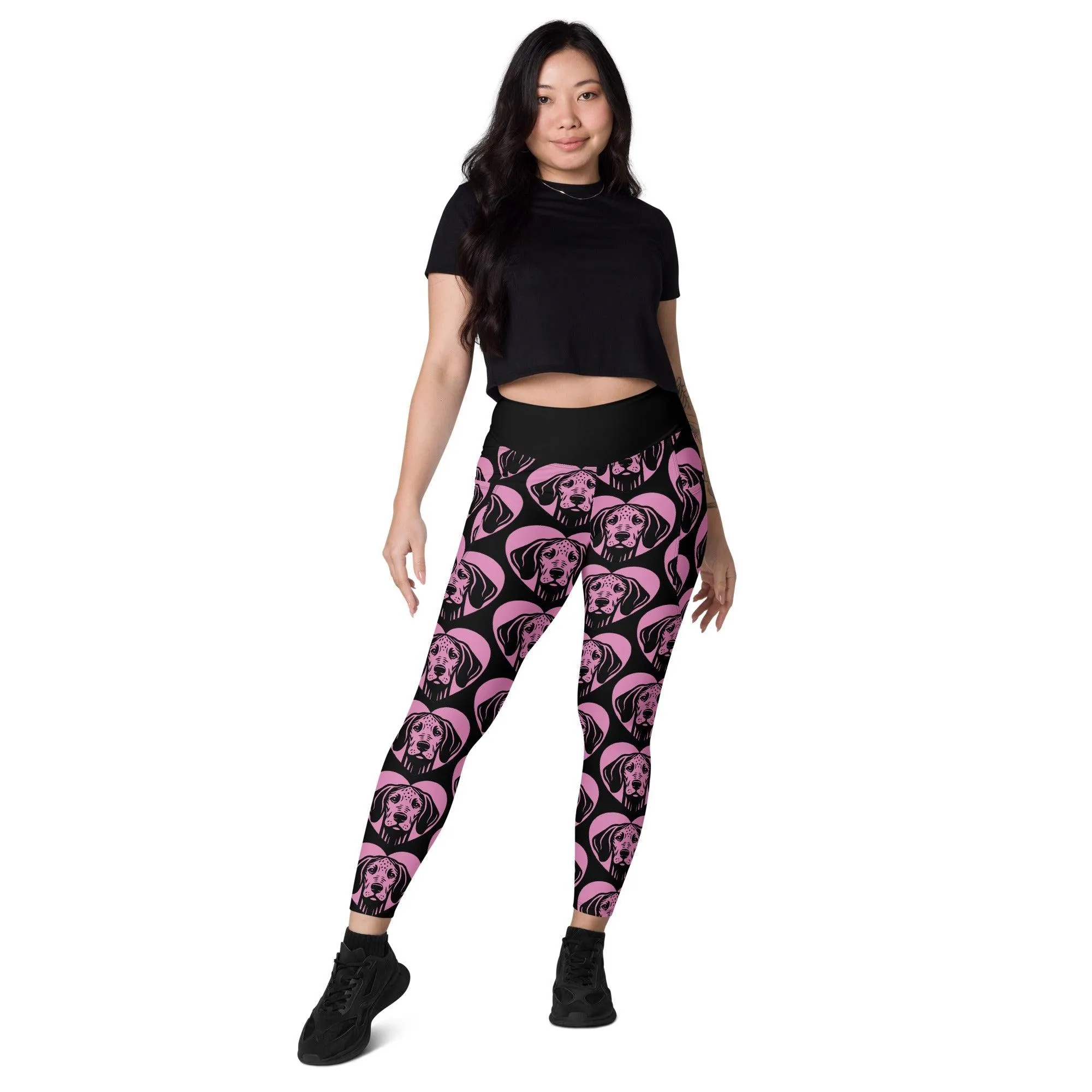 DOG BREED LEGGINGS with pockets - AMERICAN LEOPARD HOUND - HERTTAHOUND - pink