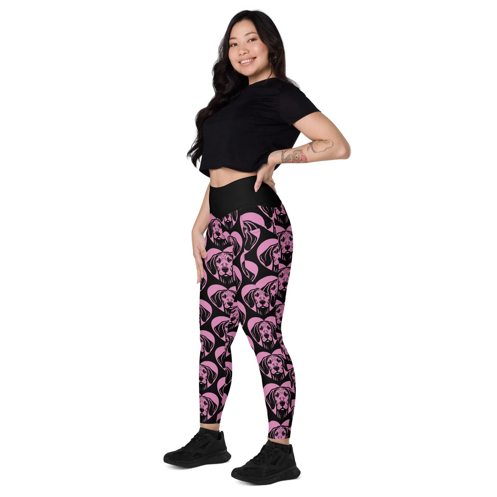 DOG BREED LEGGINGS with pockets - AMERICAN LEOPARD HOUND - HERTTAHOUND - pink