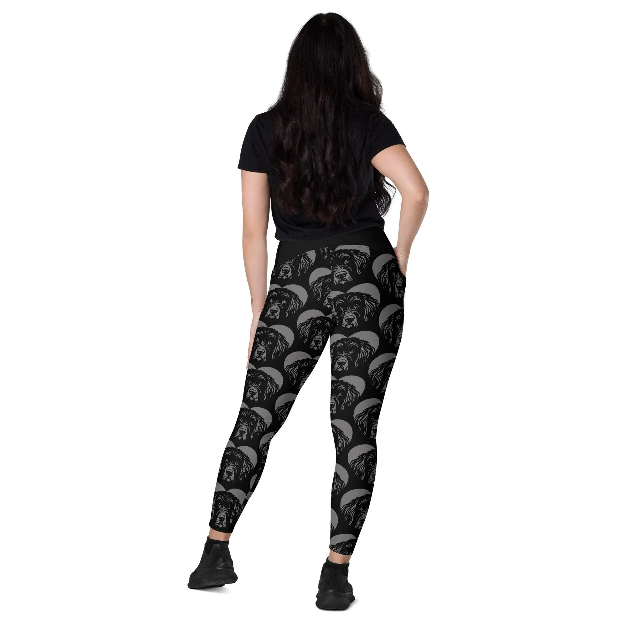 DOG BREED LEGGINGS with pockets - BERGAMASCO SHEEPDOG - HERTTAHOUND - grey