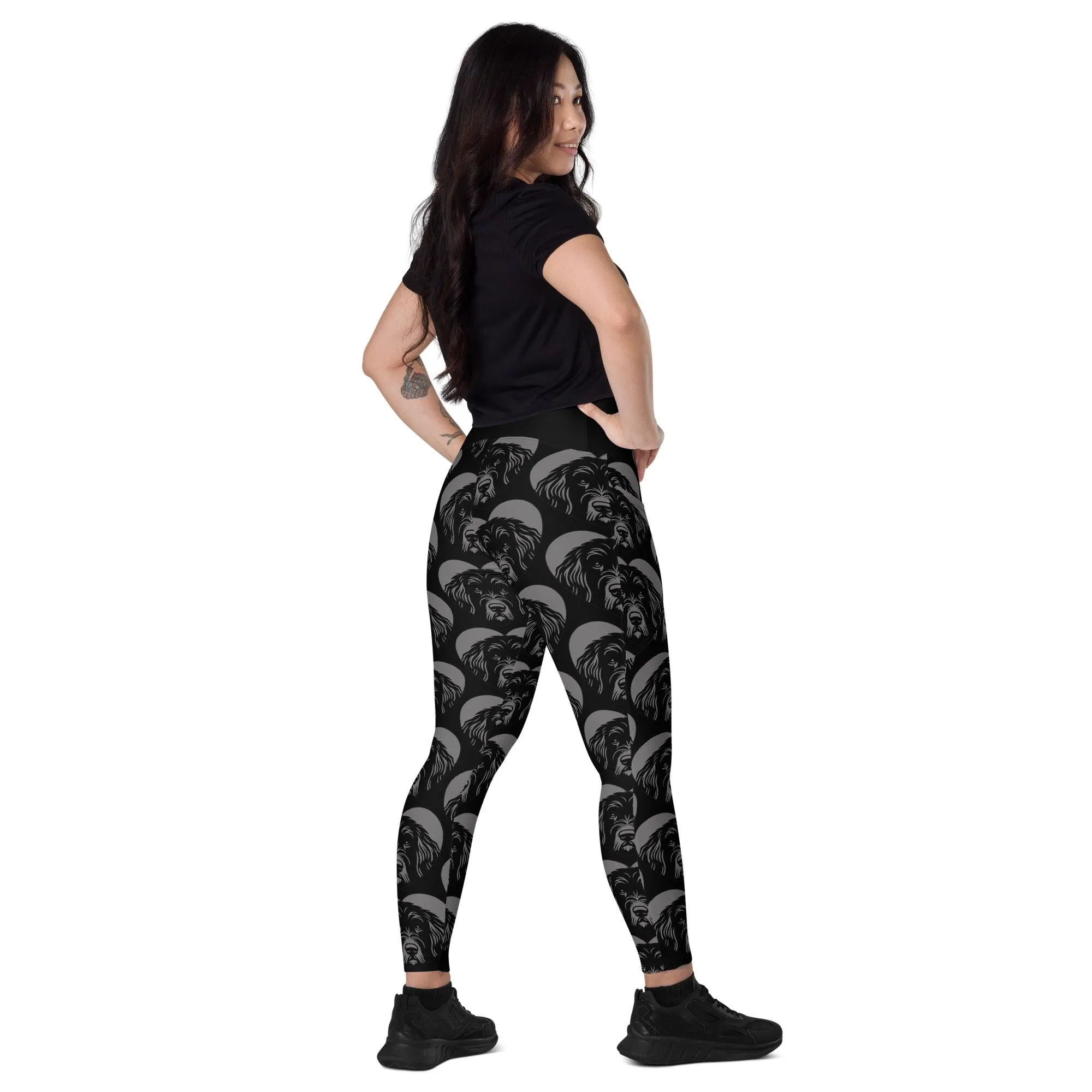 DOG BREED LEGGINGS with pockets - BERGAMASCO SHEEPDOG - HERTTAHOUND - grey