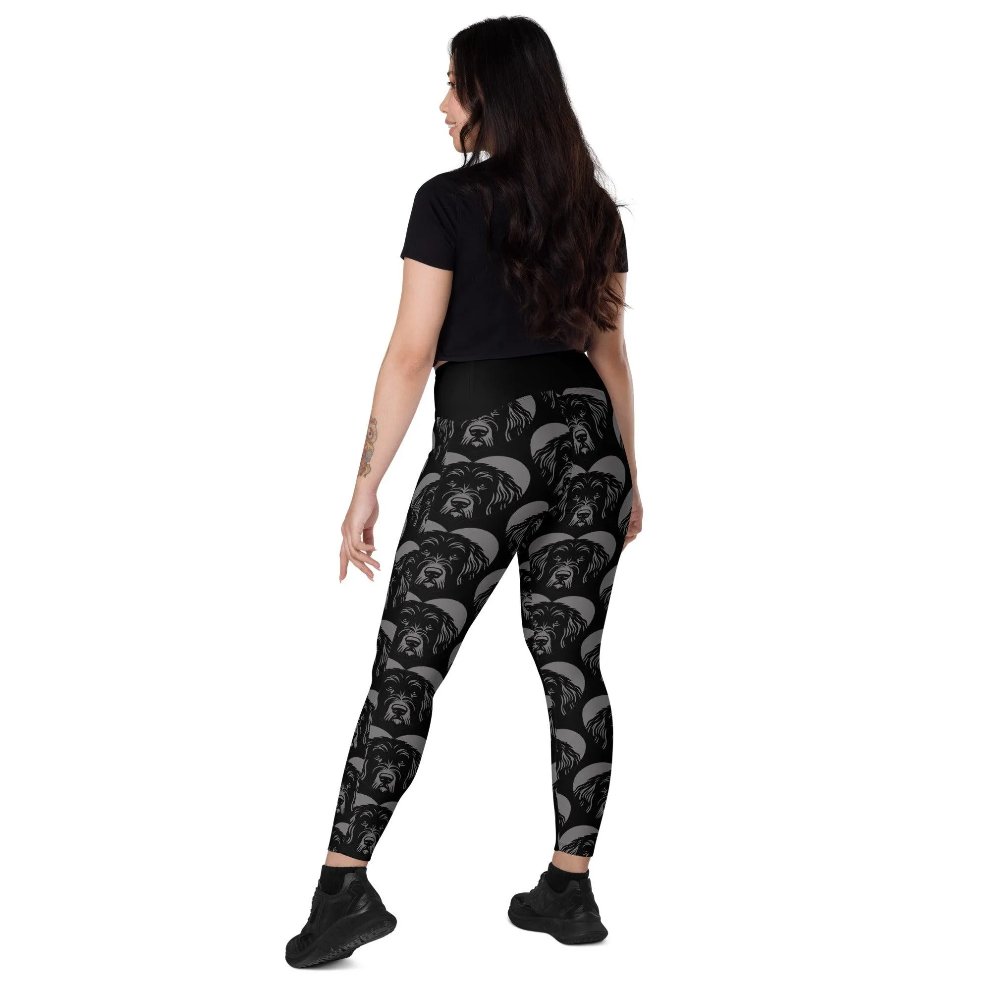 DOG BREED LEGGINGS with pockets - BERGAMASCO SHEEPDOG - HERTTAHOUND - grey