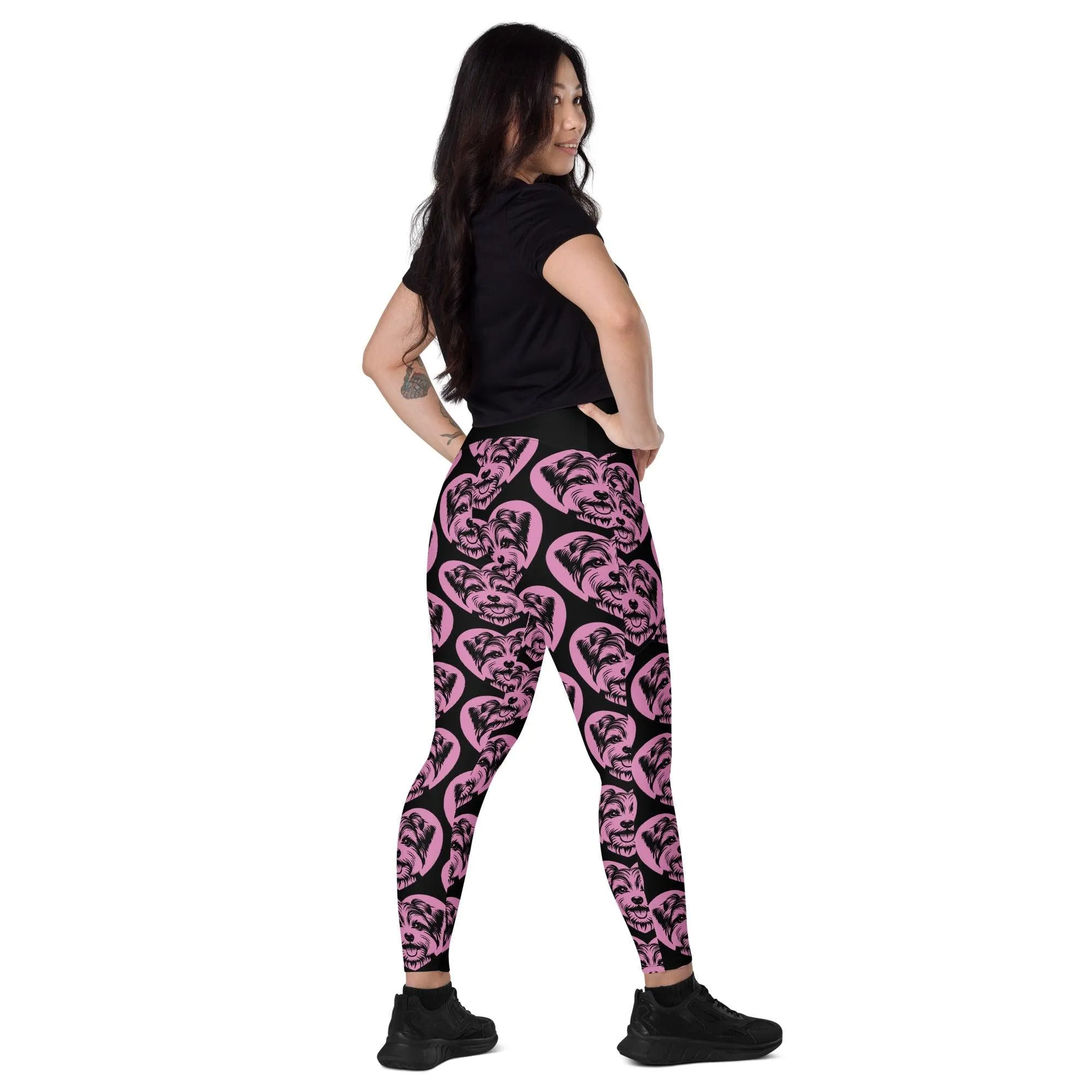 DOG BREED LEGGINGS with pockets - BIEWER TERRIER - HERTTAHOUND - pink