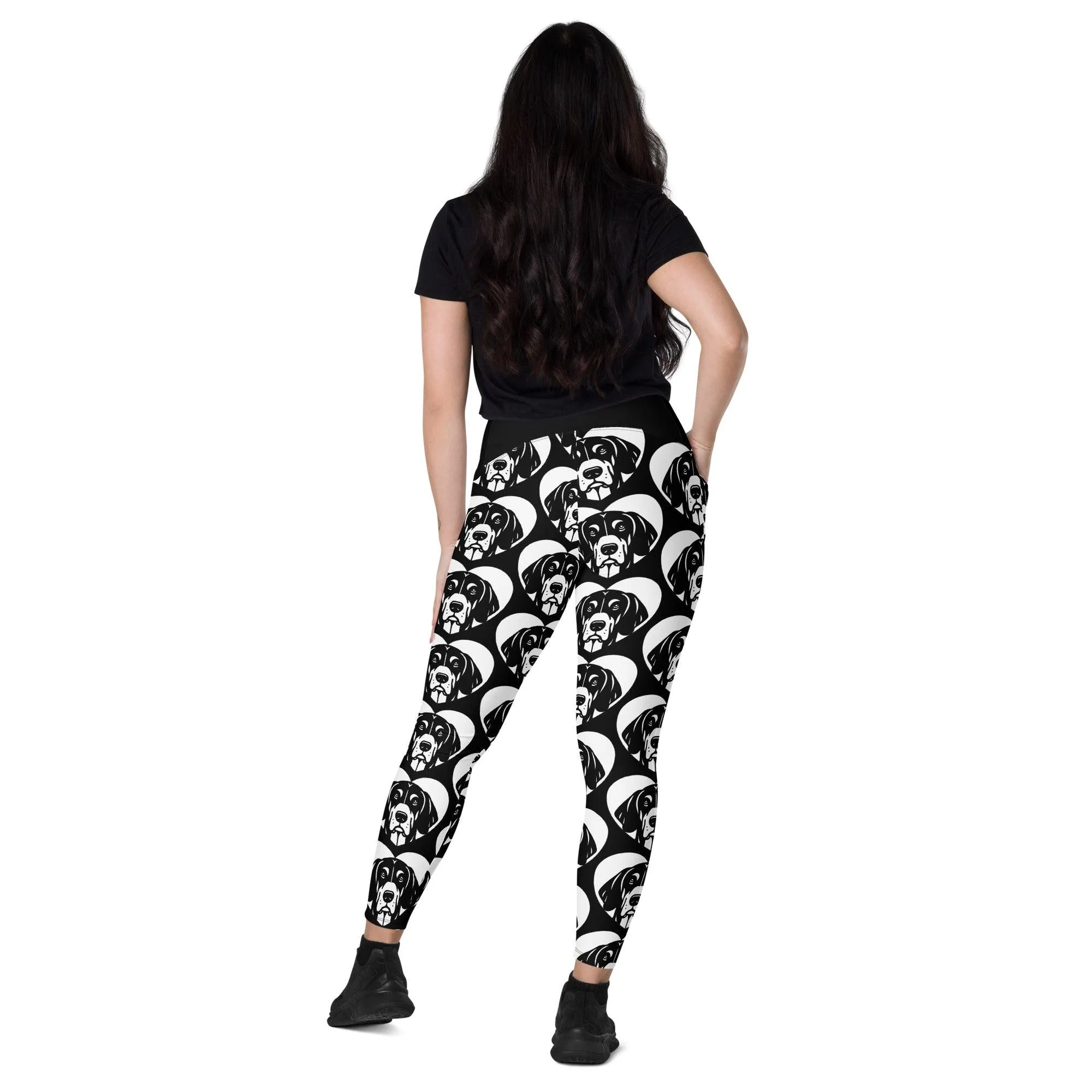 DOG BREED LEGGINGS with pockets - BLACK AND TAN COONHOUND - HERTTAHOUND