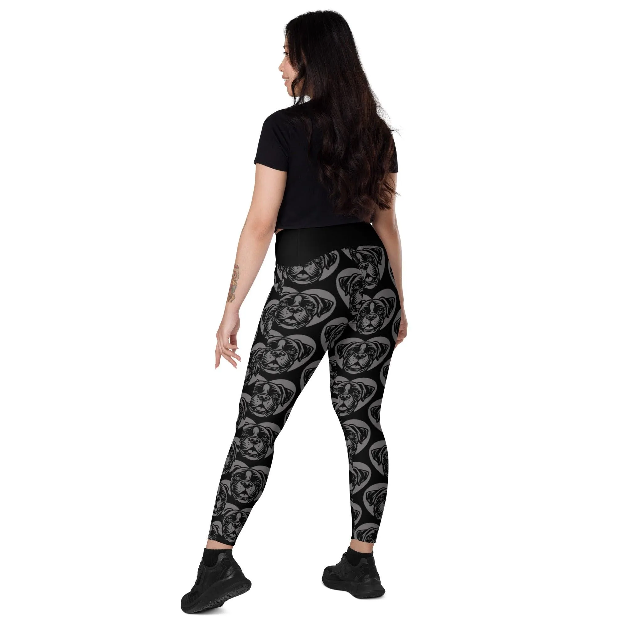 DOG BREED LEGGINGS with pockets - BOXER - HERTTAHOUND - grey