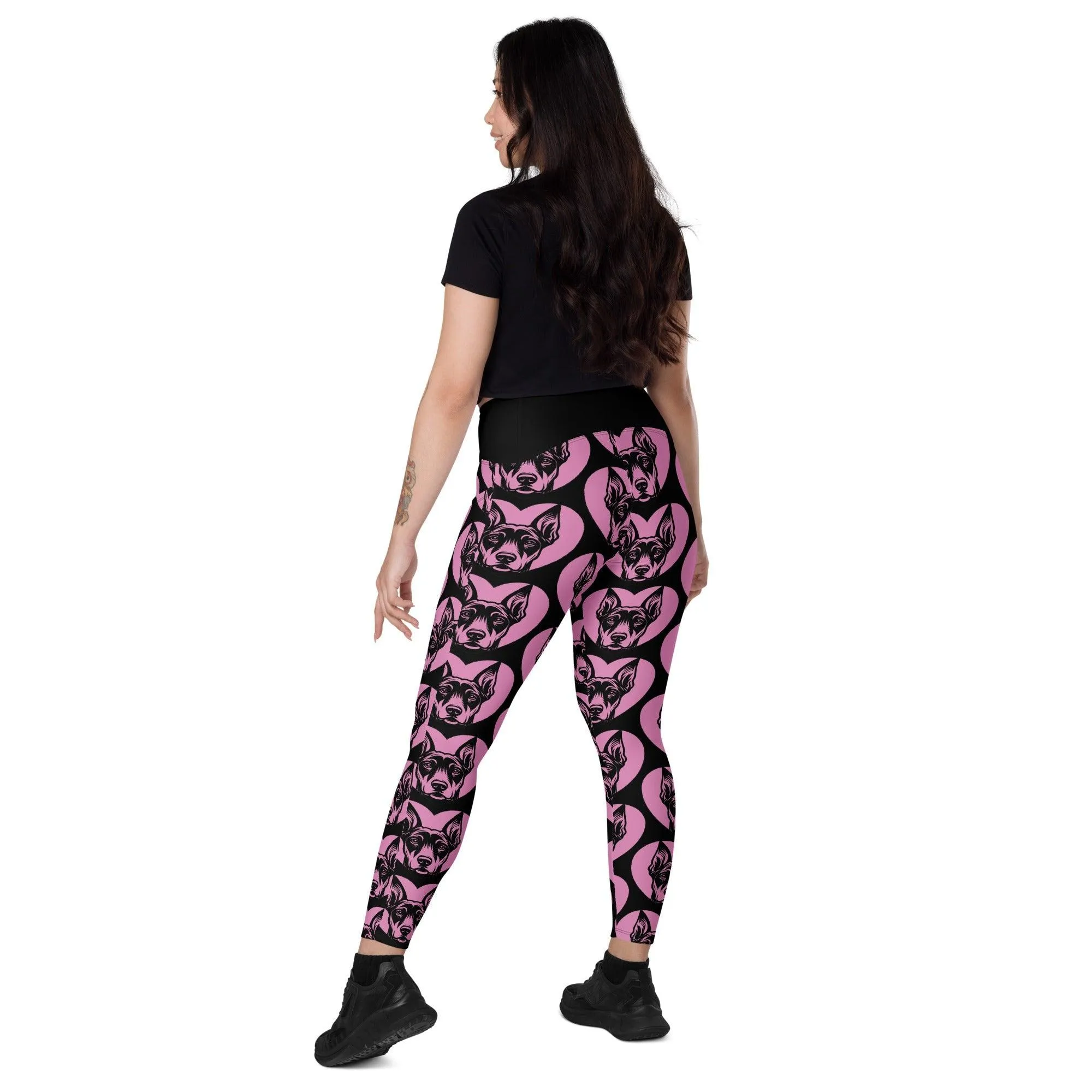 DOG BREED LEGGINGS with pockets - GERMAN PINSCHER - HERTTAHOUND - pink