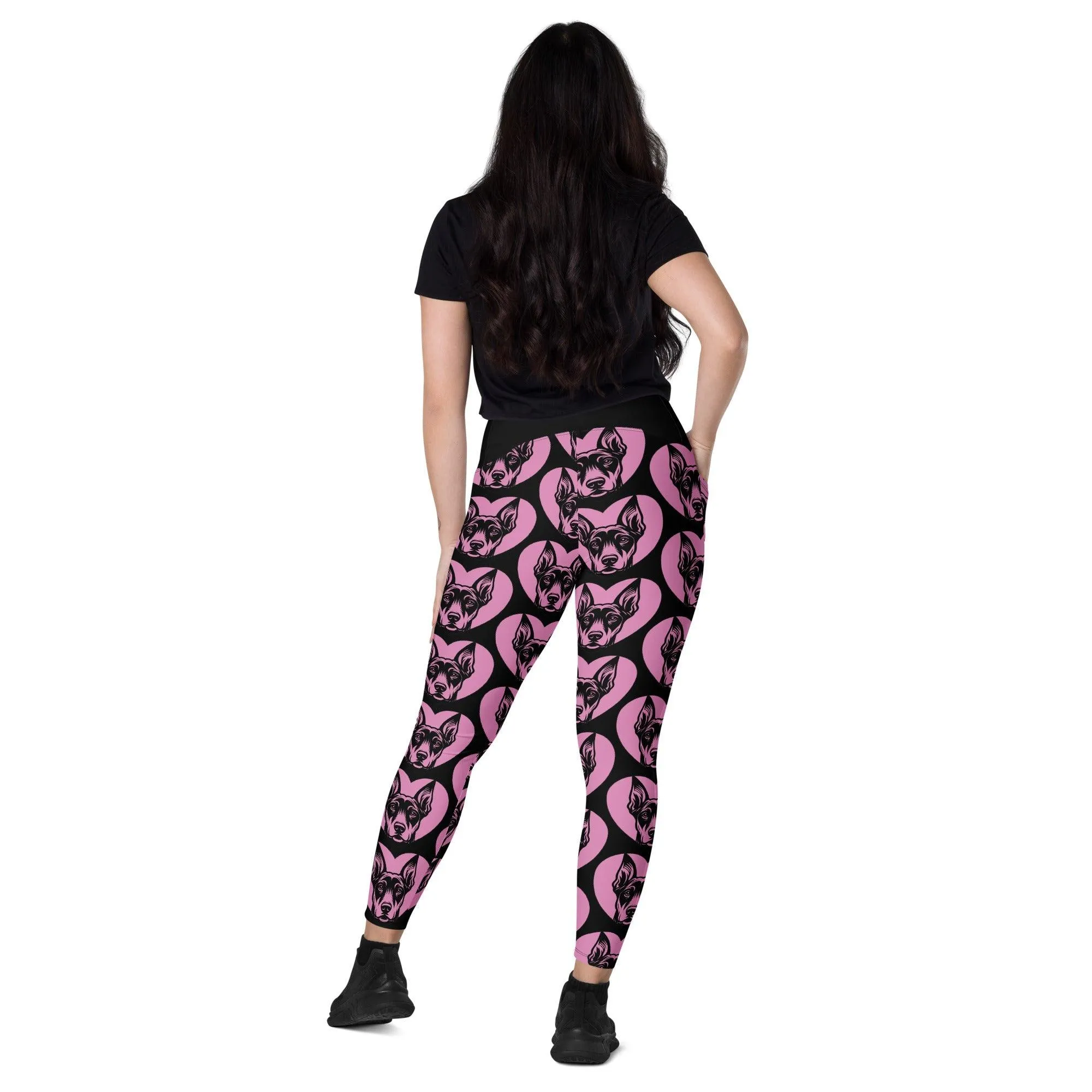 DOG BREED LEGGINGS with pockets - GERMAN PINSCHER - HERTTAHOUND - pink