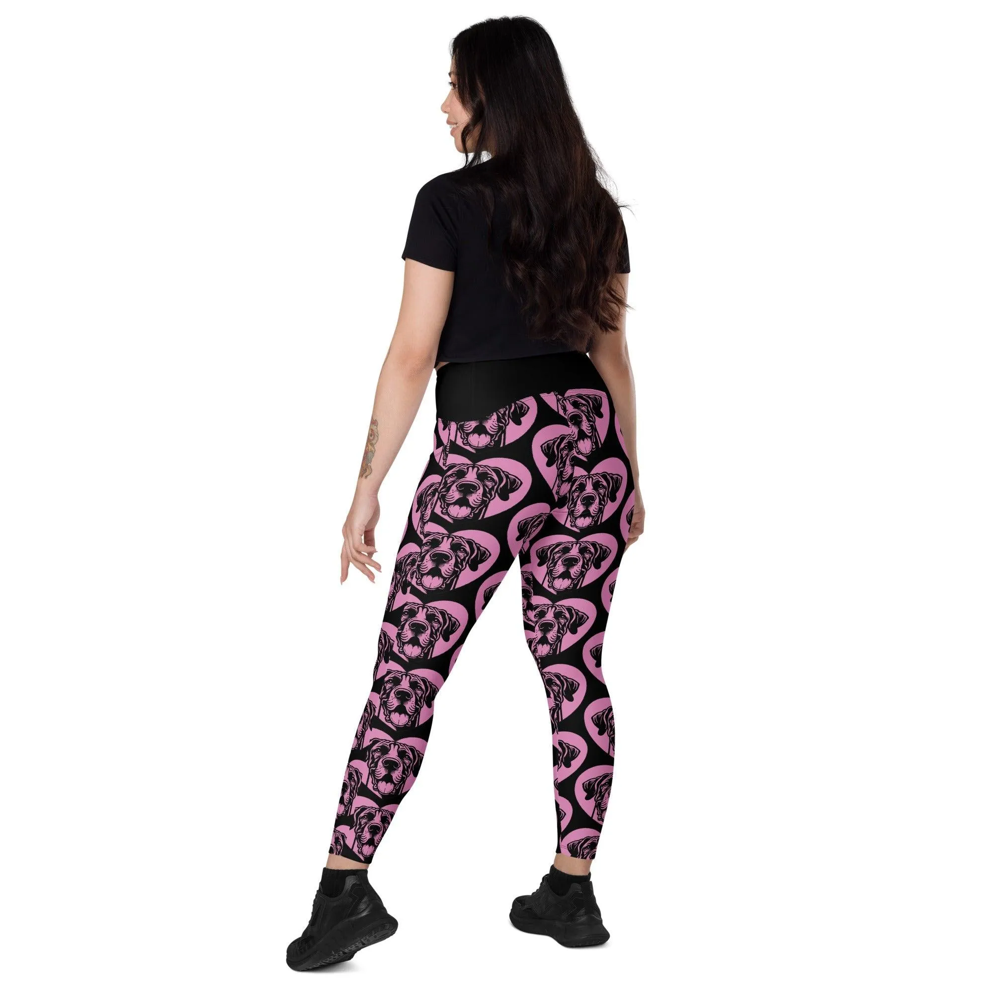 DOG BREED LEGGINGS with pockets - GREAT DANE - HERTTAHOUND - pink