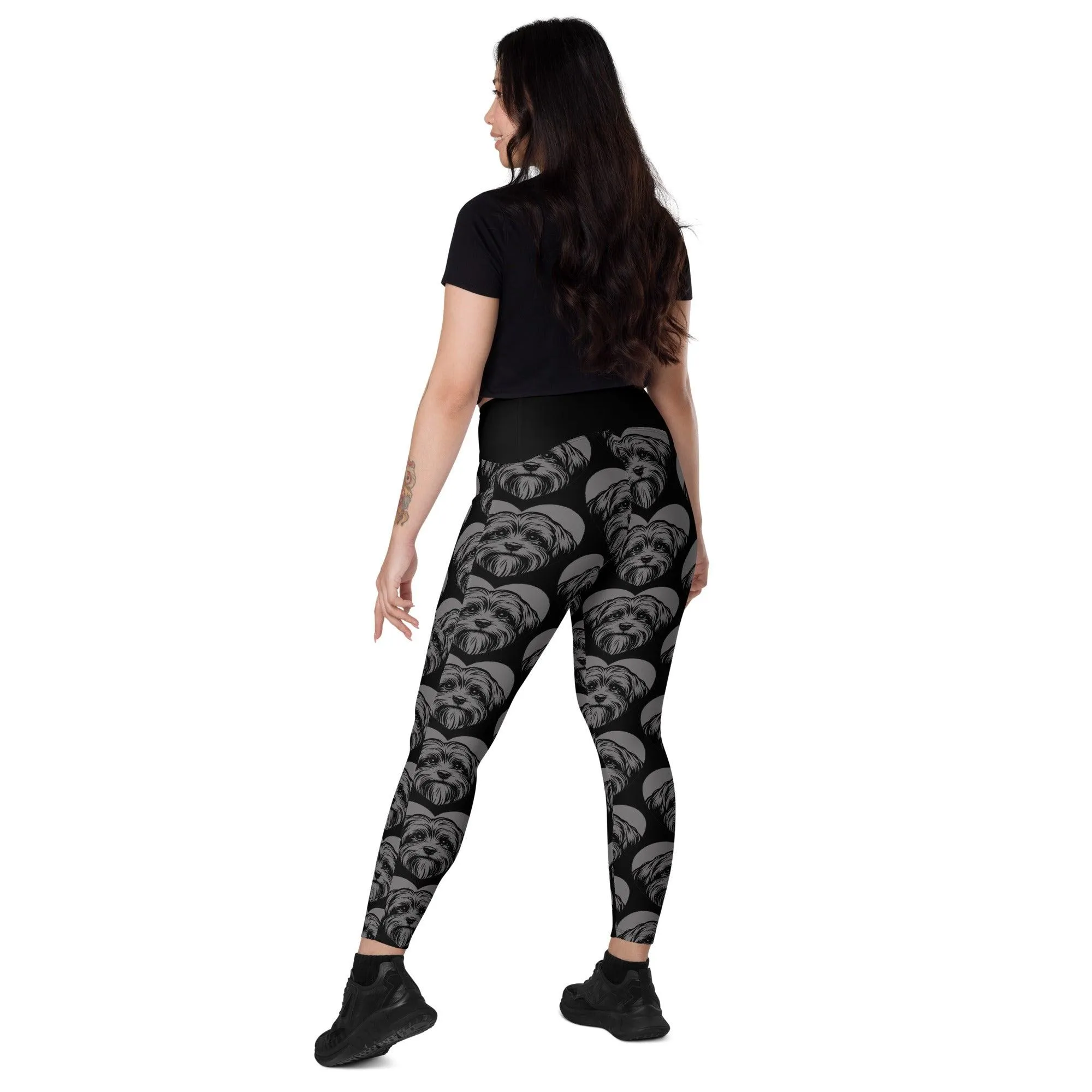 DOG BREED LEGGINGS with pockets - LÖWCHEN - HERTTAHOUND - grey