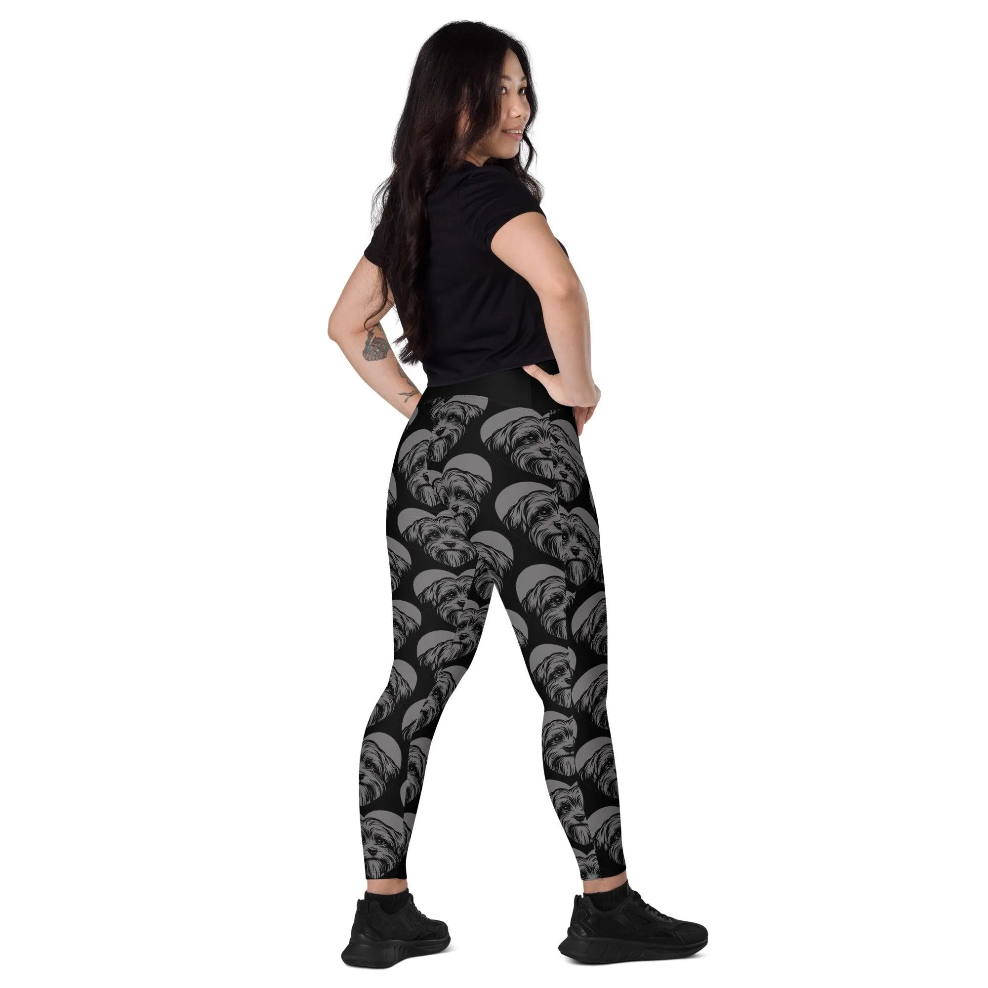 DOG BREED LEGGINGS with pockets - LÖWCHEN - HERTTAHOUND - grey