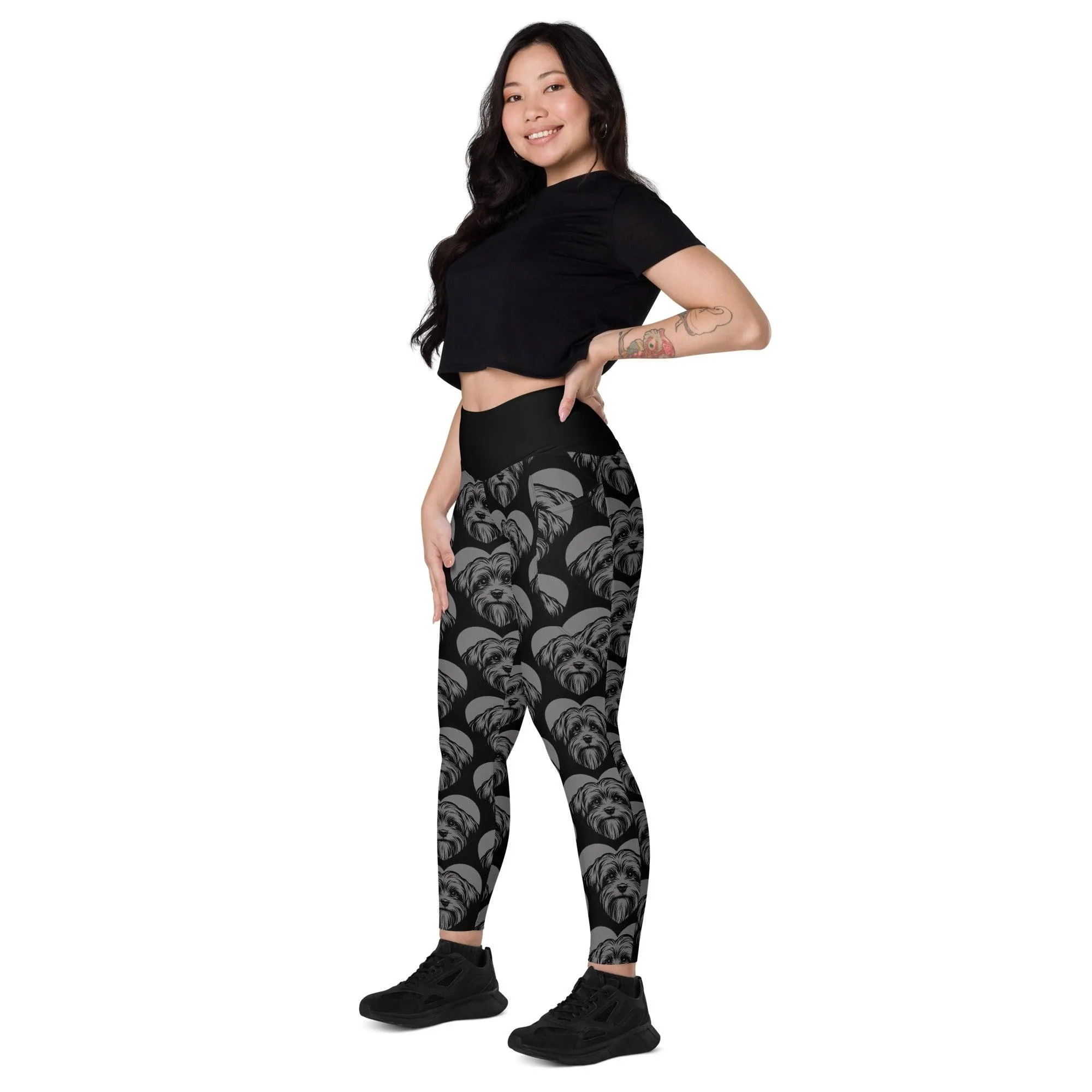 DOG BREED LEGGINGS with pockets - LÖWCHEN - HERTTAHOUND - grey