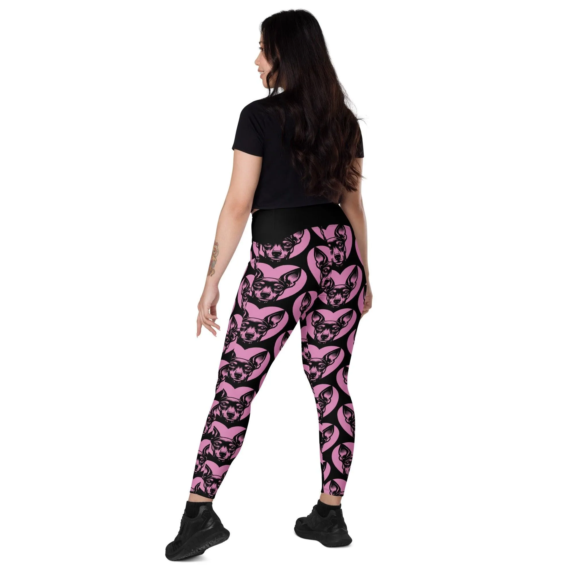 DOG BREED LEGGINGS with pockets - MINIATURE PINSCHER - HERTTAHOUND - pink