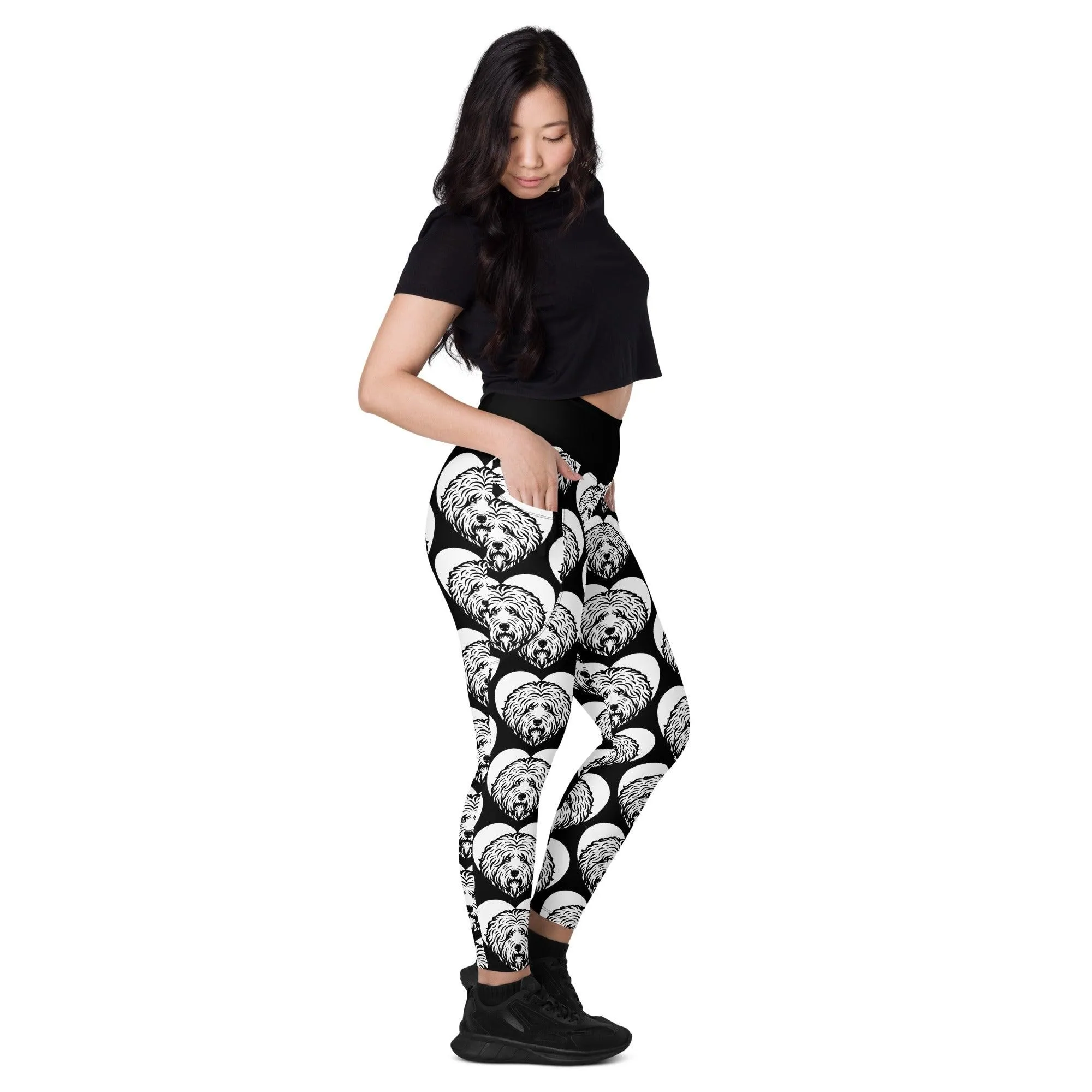 DOG BREED LEGGINGS with pockets - OLD ENGLISH SHEEPDOG - HERTTAHOUND