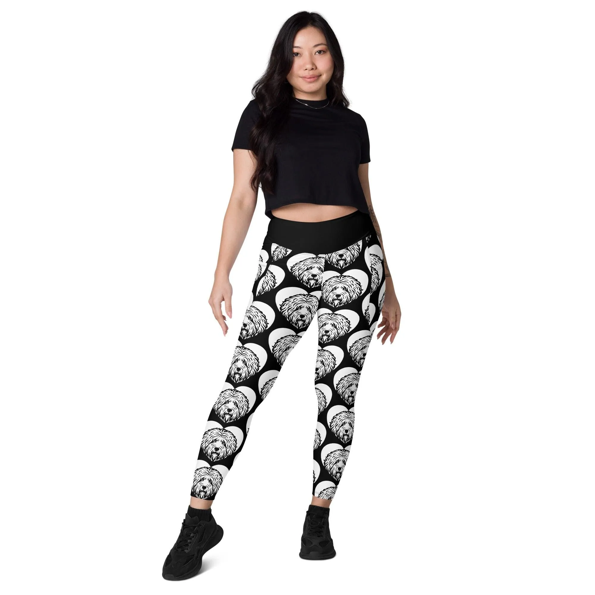 DOG BREED LEGGINGS with pockets - OLD ENGLISH SHEEPDOG - HERTTAHOUND