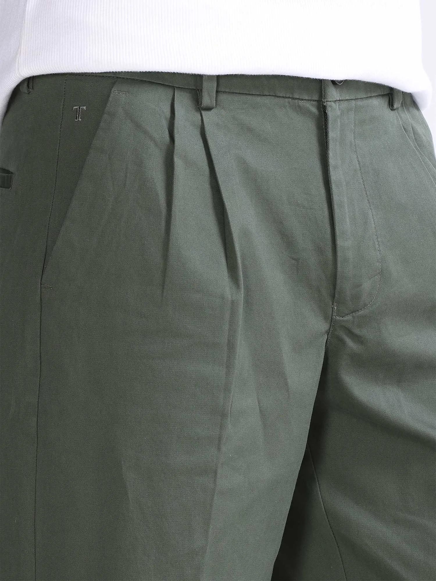 Duca Double Pleated Pine Olive Relaxed Pant