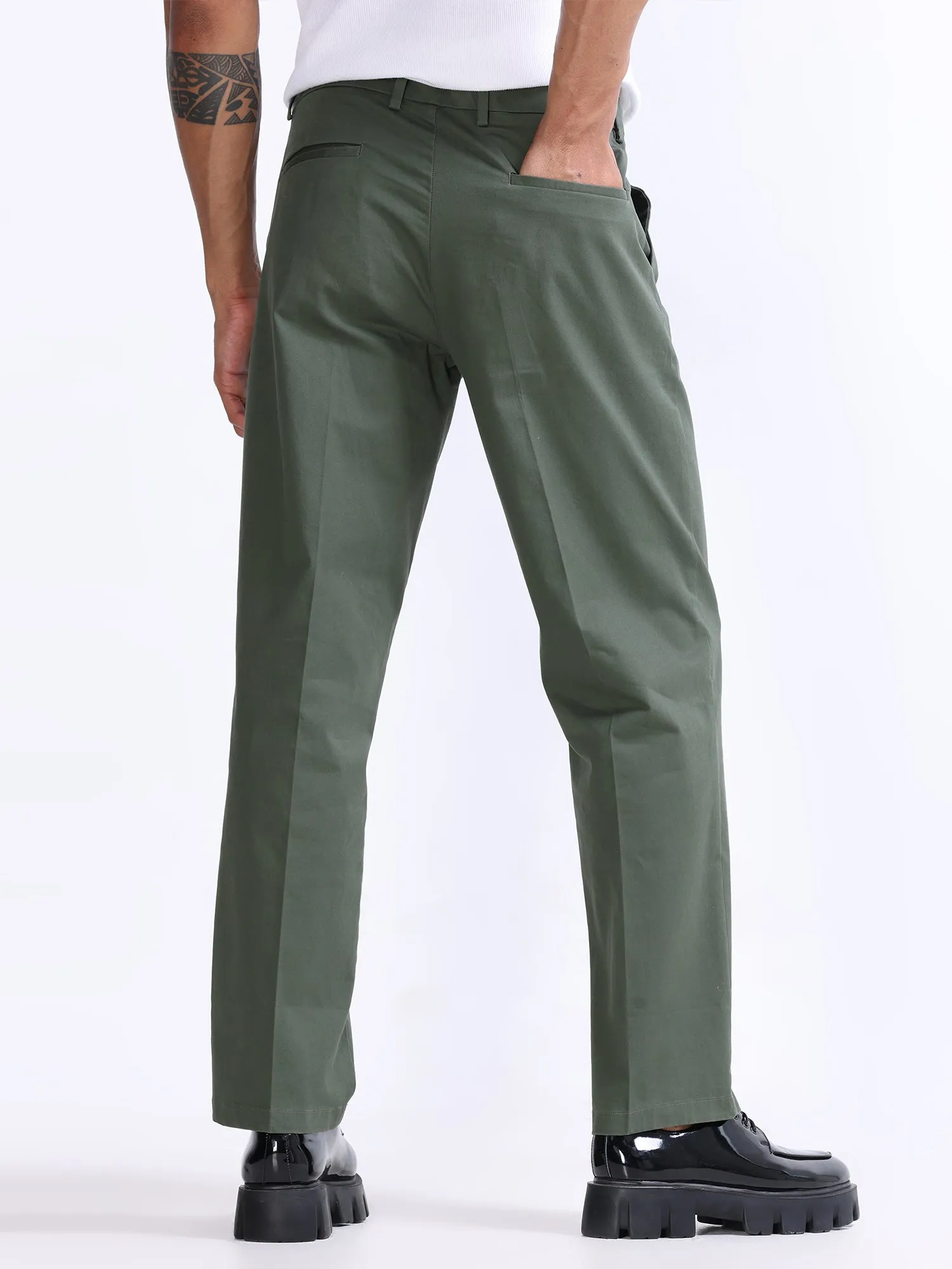 Duca Double Pleated Pine Olive Relaxed Pant