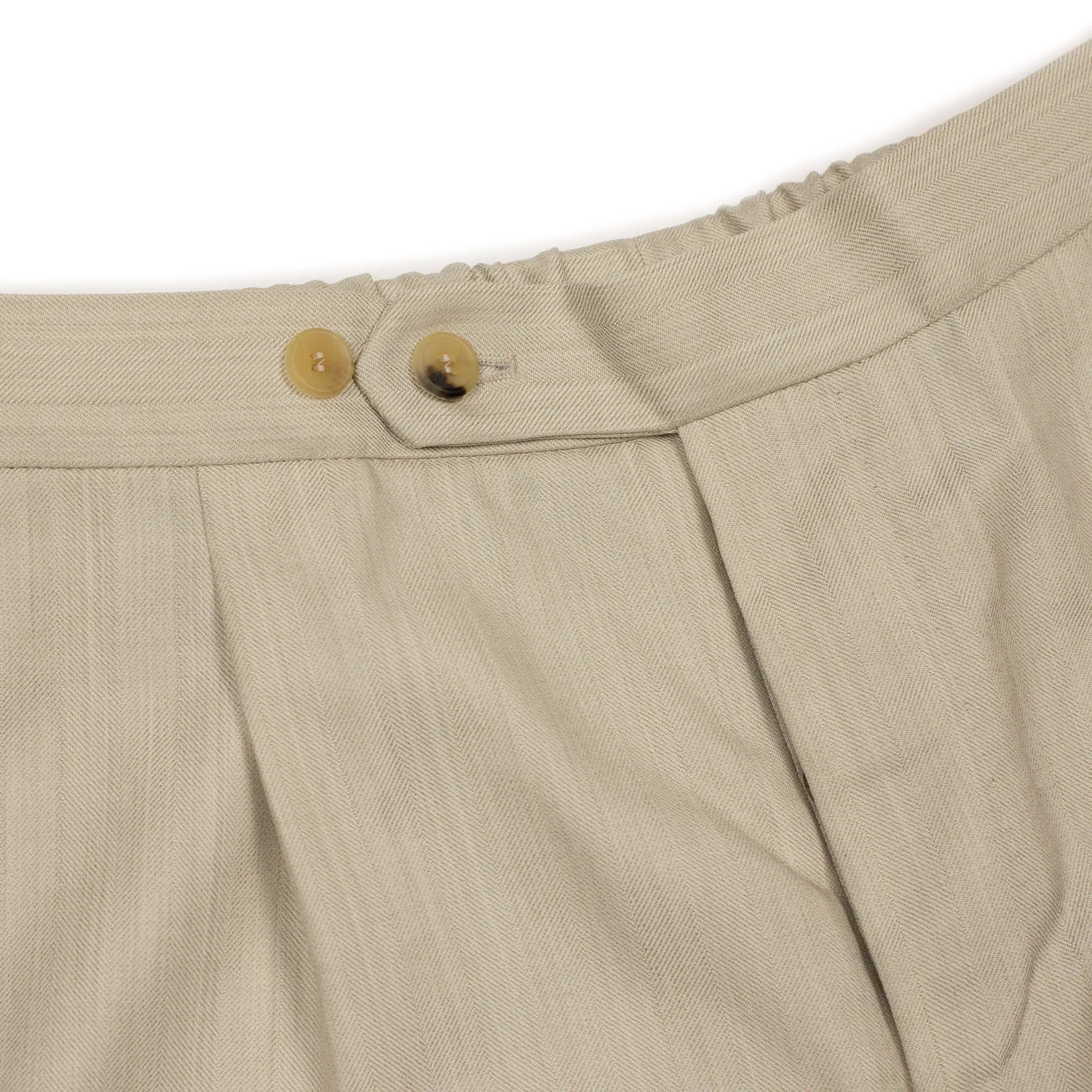 Exclusive single-pleated easy pants in pearl wool herringbone