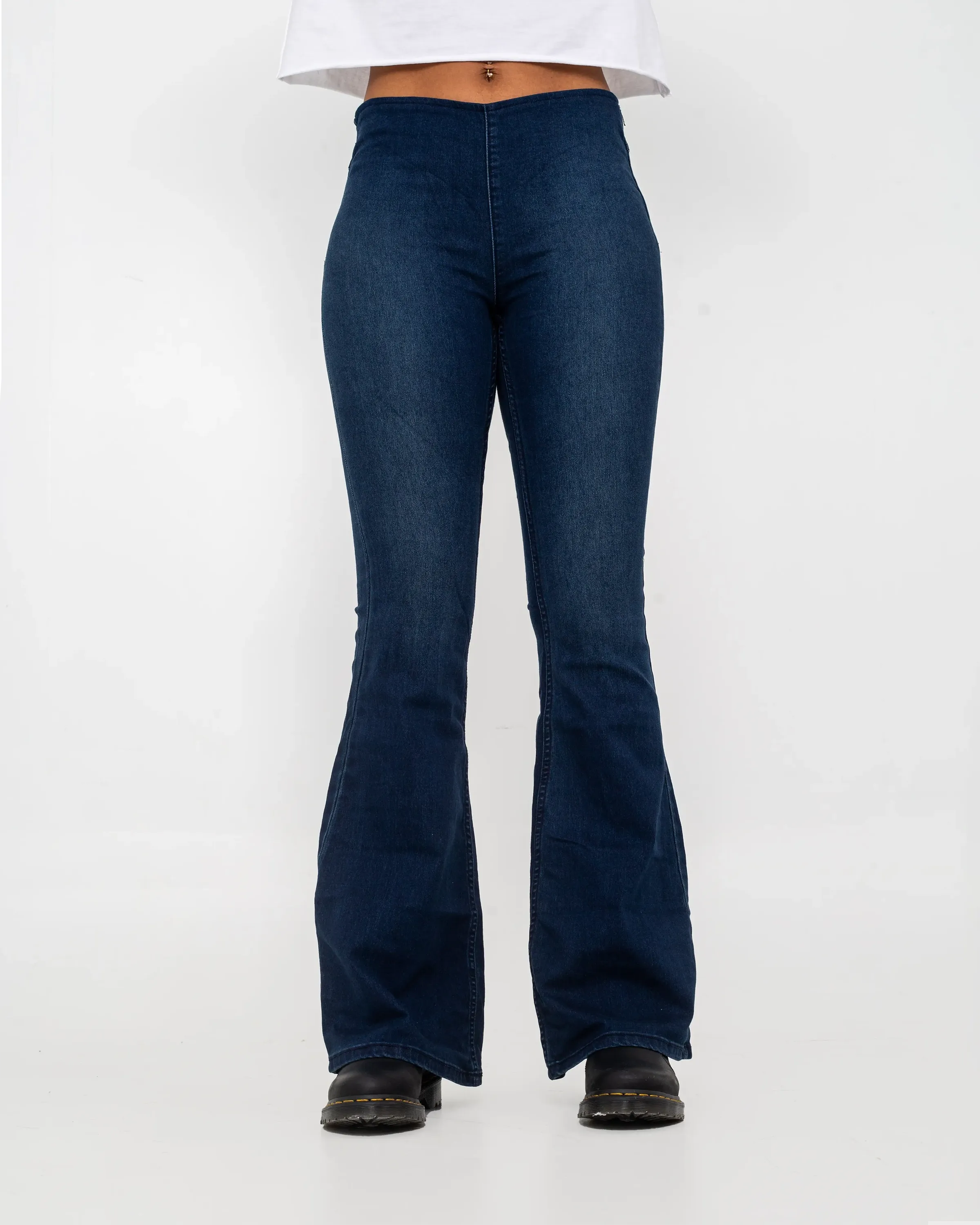 Flare Penny Pull On Jeans in Rich Blue