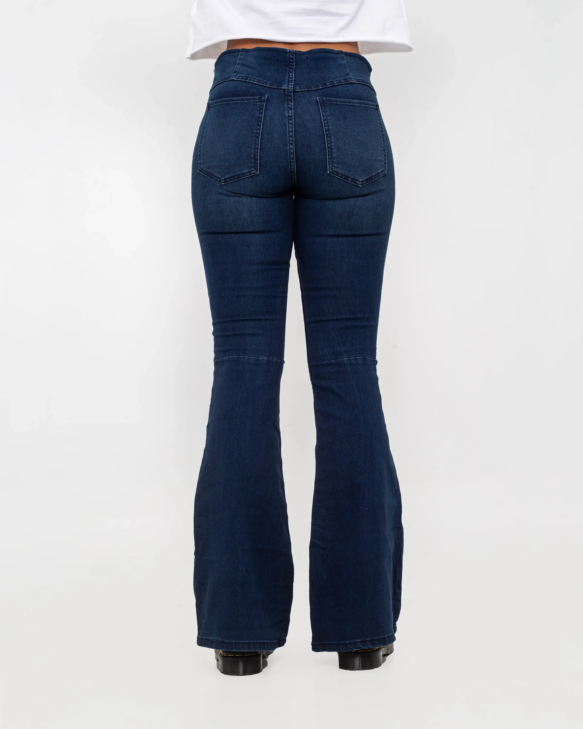 Flare Penny Pull On Jeans in Rich Blue