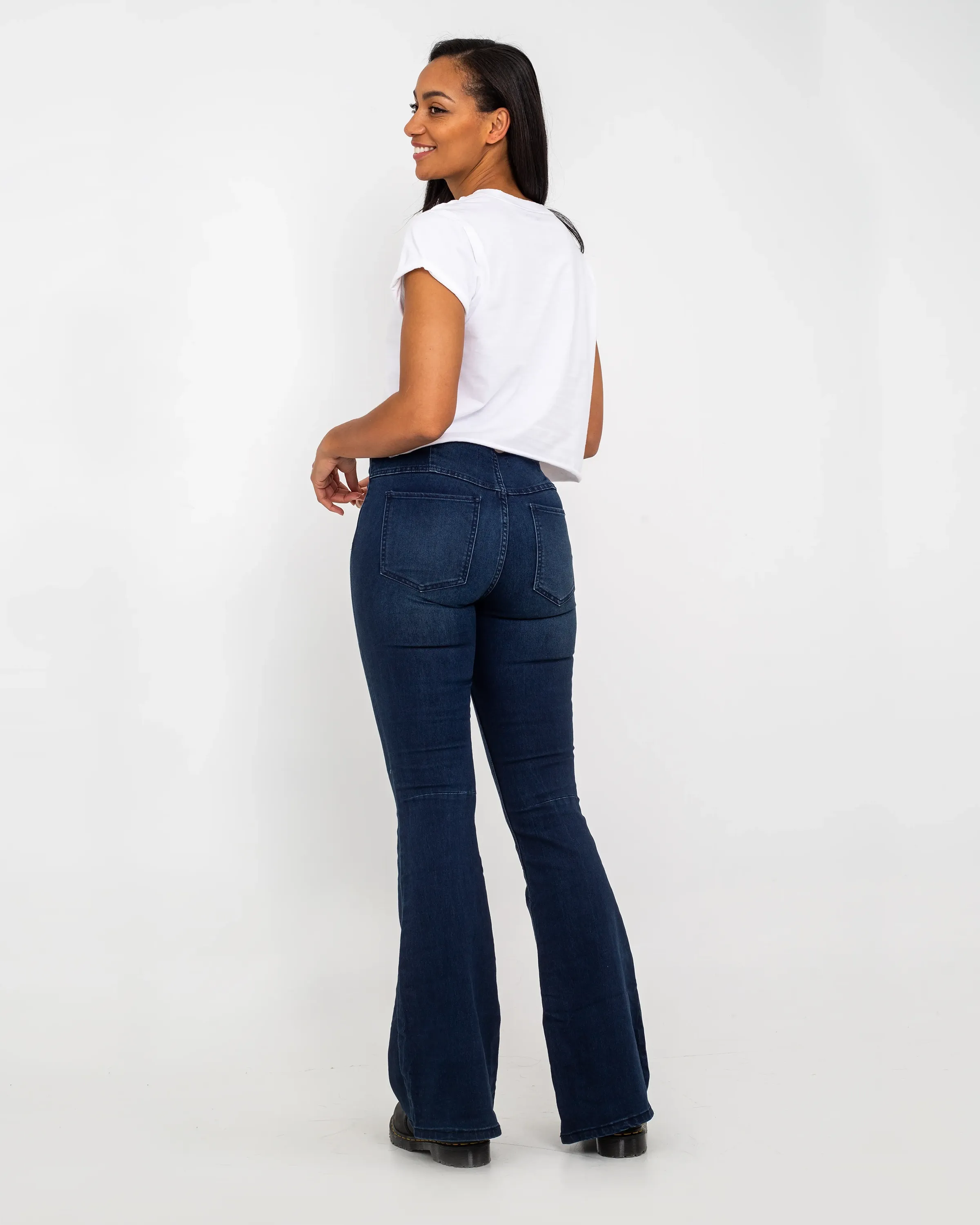 Flare Penny Pull On Jeans in Rich Blue