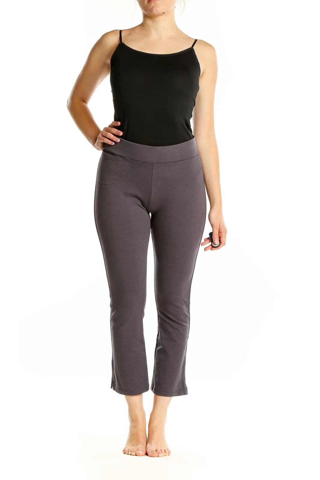 Gray Cropped Yoga Pants