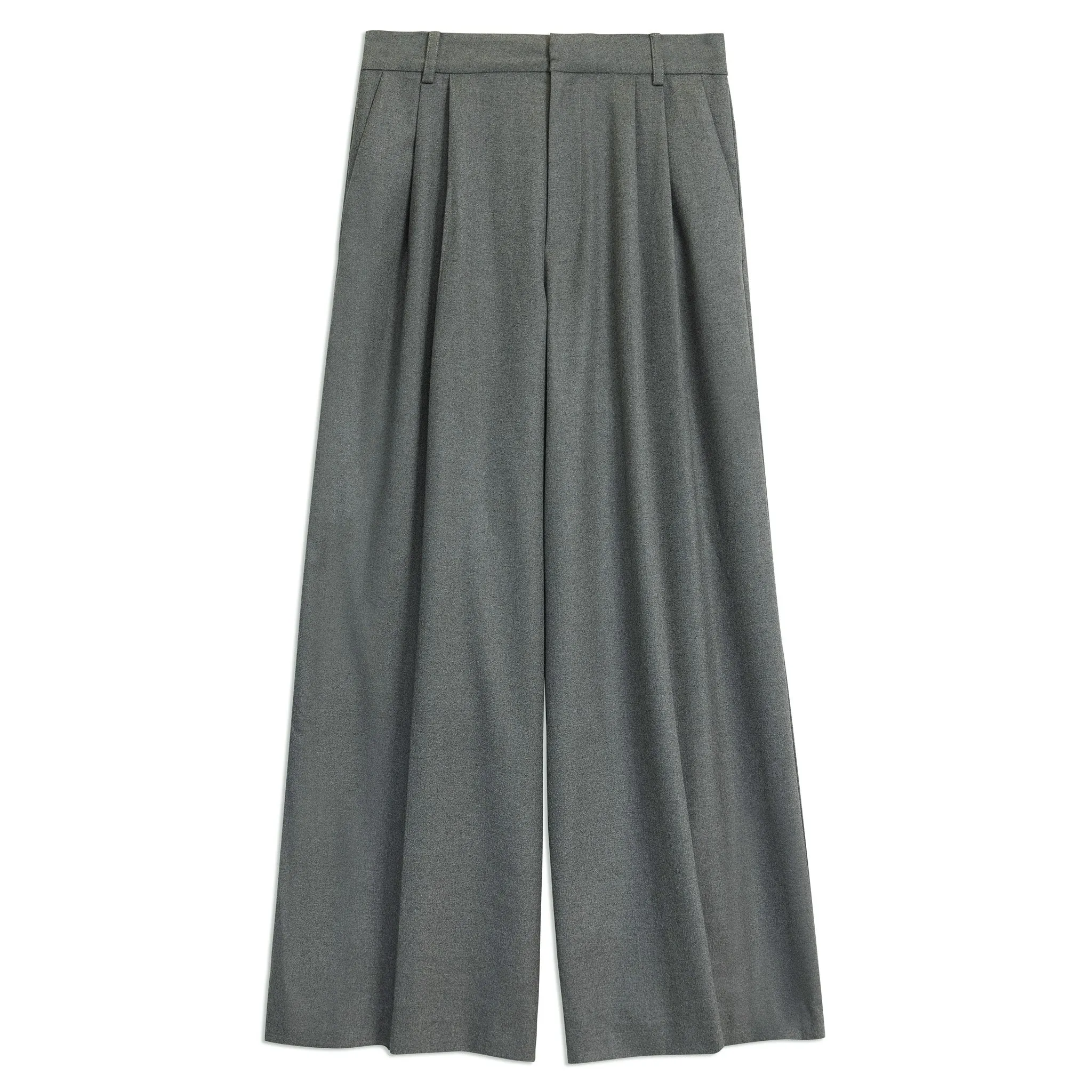 Grey Flannel Pleat Front Trouser