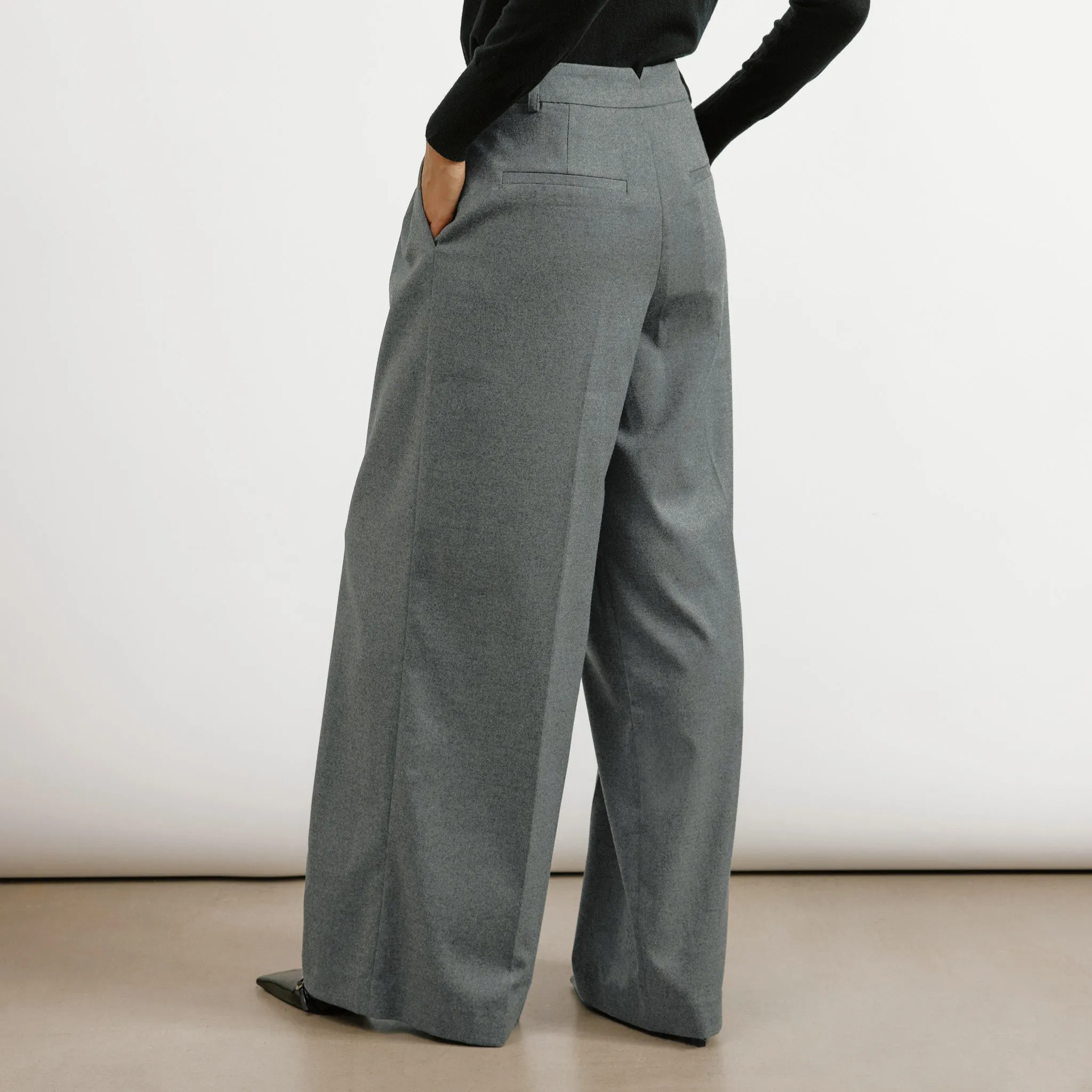 Grey Flannel Pleat Front Trouser