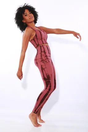 Gymbunny Tie Dye Seamless Compression Leggings - burgundy