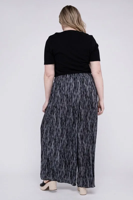 HI Curvy Plus Size Women Drawstring Waist Wide Leg Pants