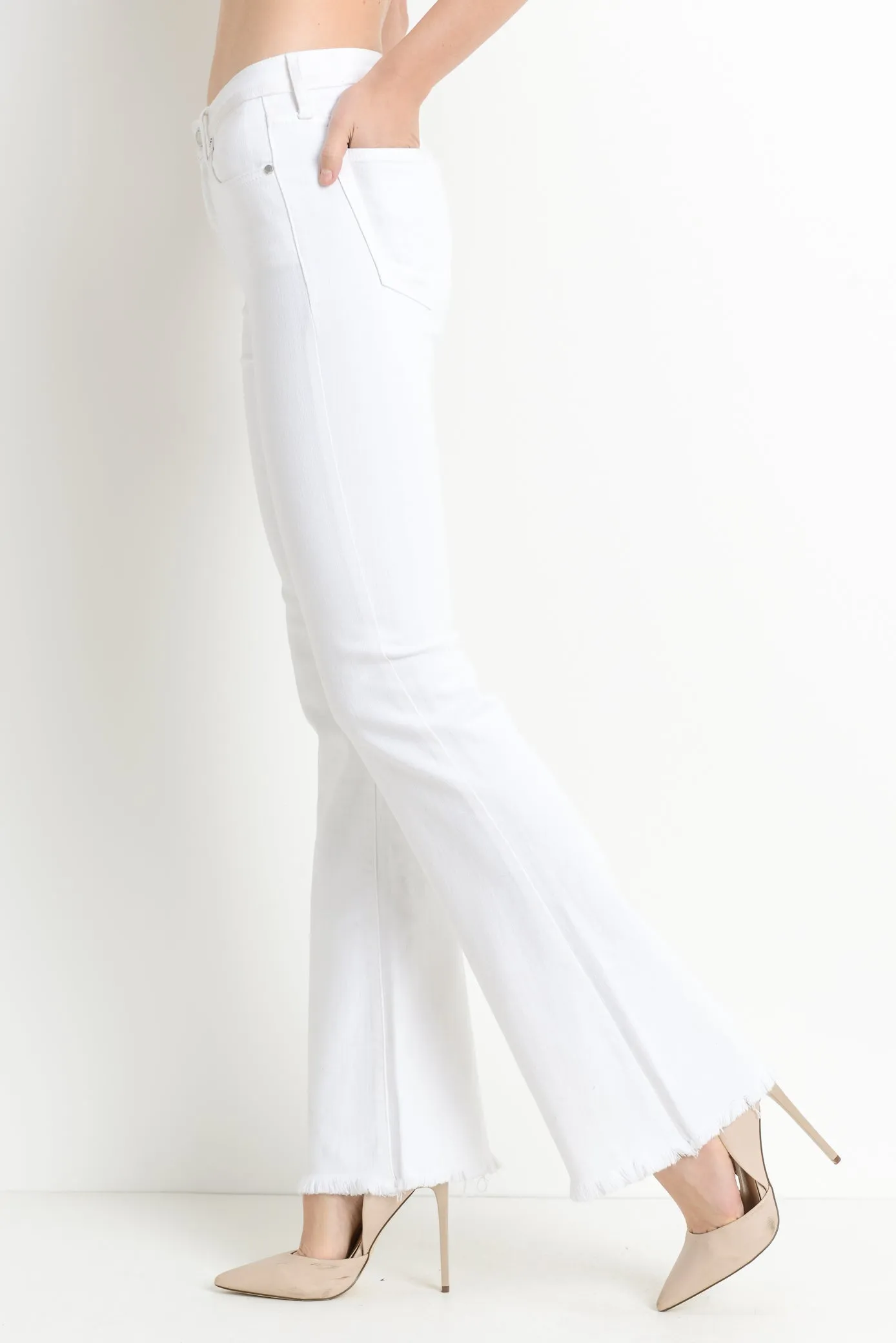 High Rise Frayed Hem Flare