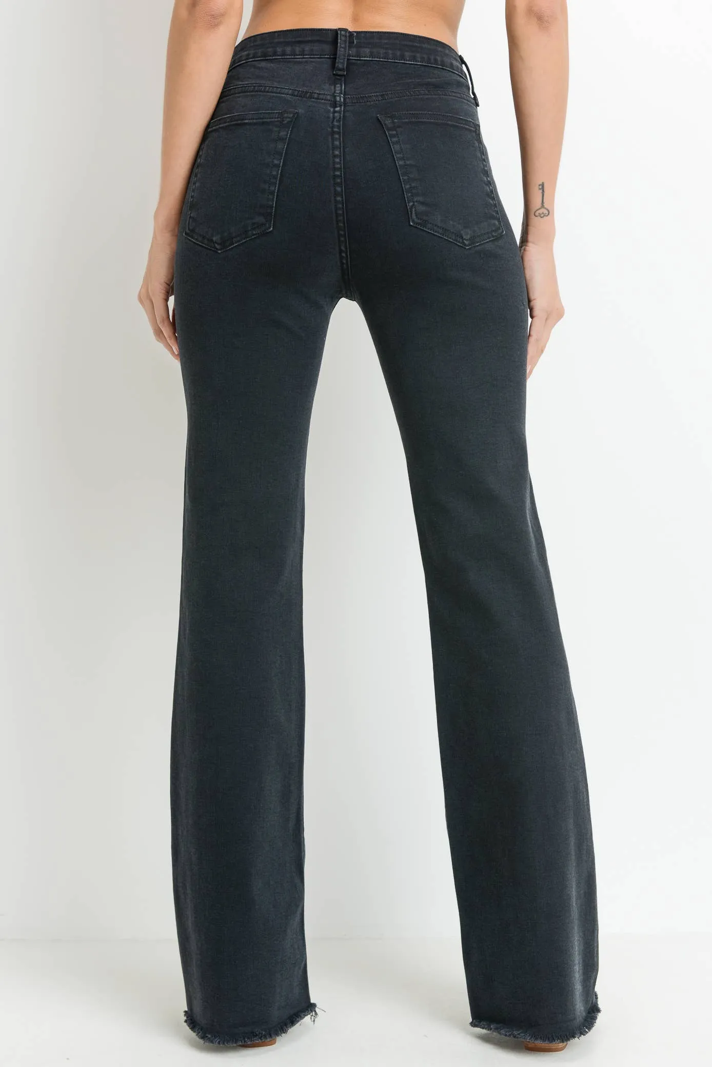 High Rise Frayed Hem Flare