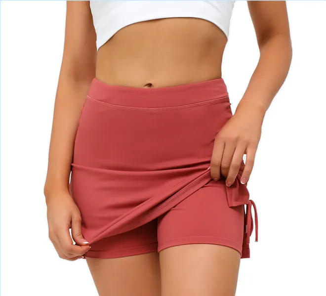 High Waist Anti-Exposure Yoga Culottes Quick-Drying Running Fitness Short Skirt Tennis Sports Shorts Summer