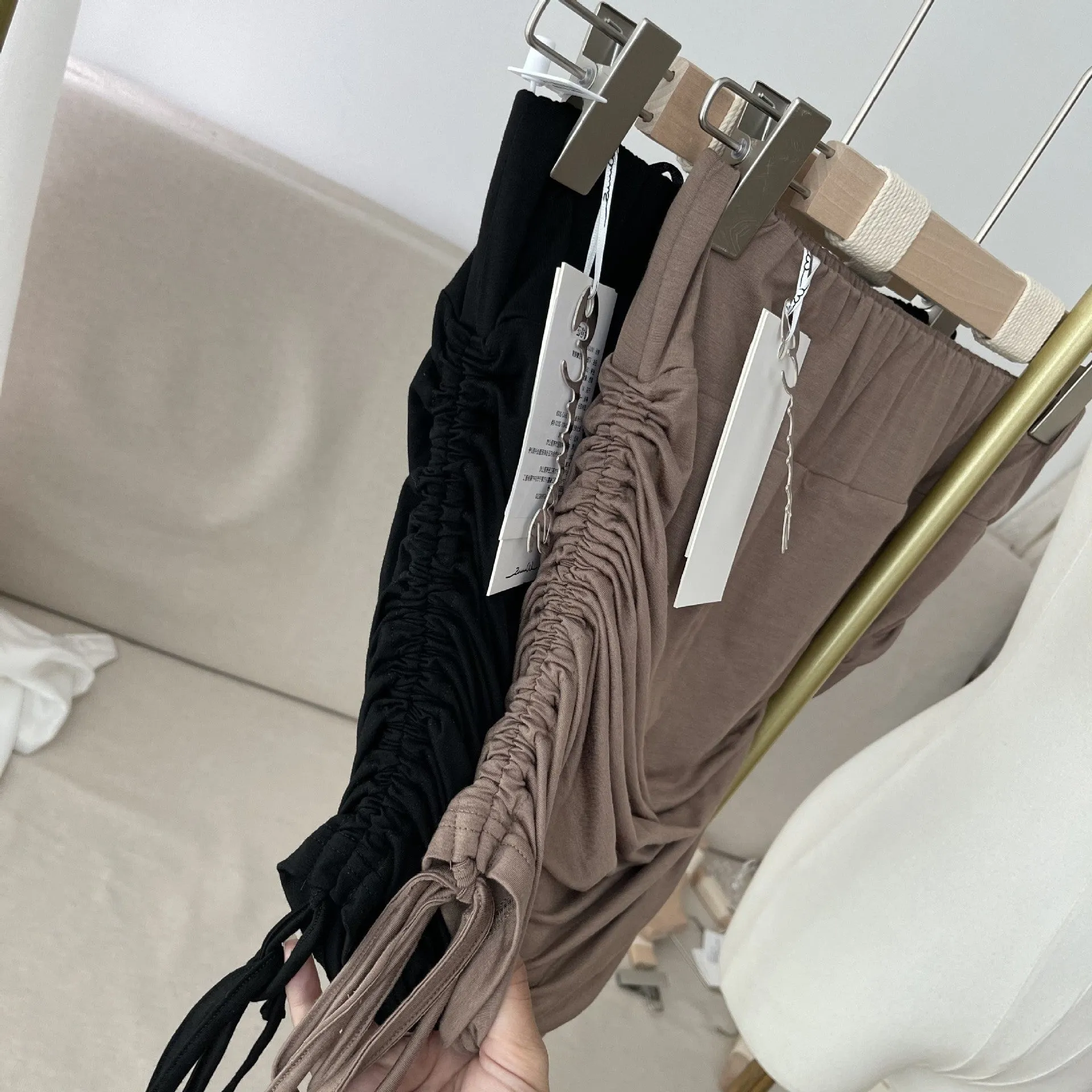 High Waist Drawstring Skirt Women Summer Thin Casual Hip Flattering Culottes Loose Slim Look Skirt