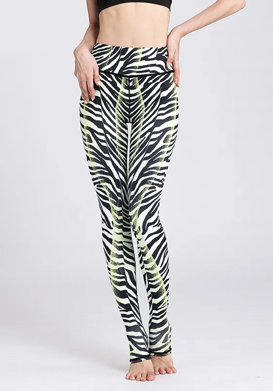 High Waist Zebra Printed Yoga Pants