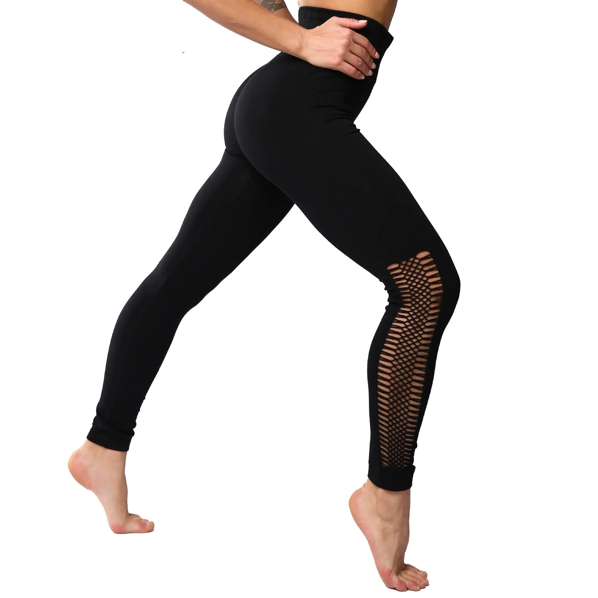 Hollow Hip-Lifting Knitted Tights Yoga Leggings