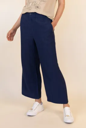 Karla High Waisted Navy Crinkle Culottes