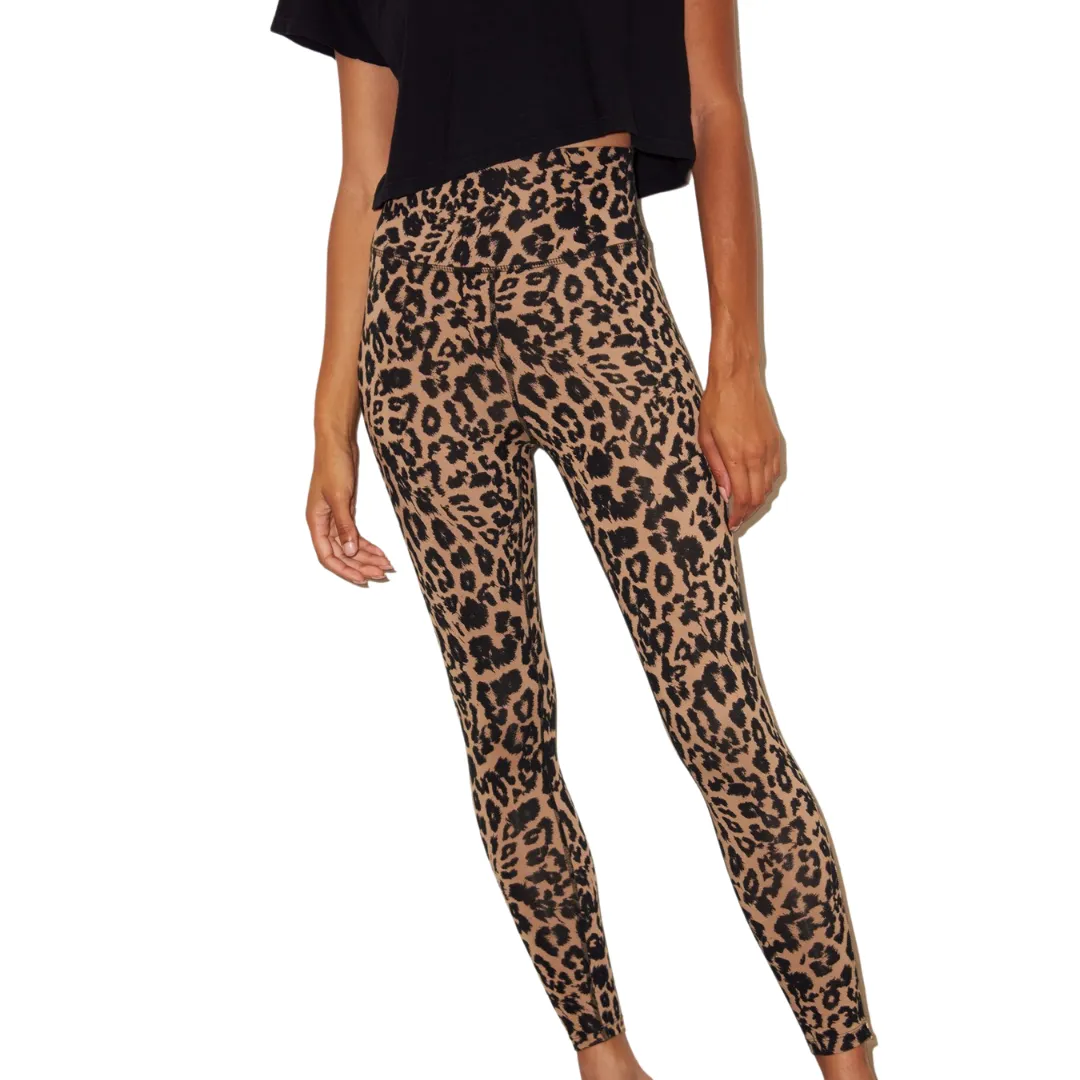 Leopard Zipper Leggings - Brown