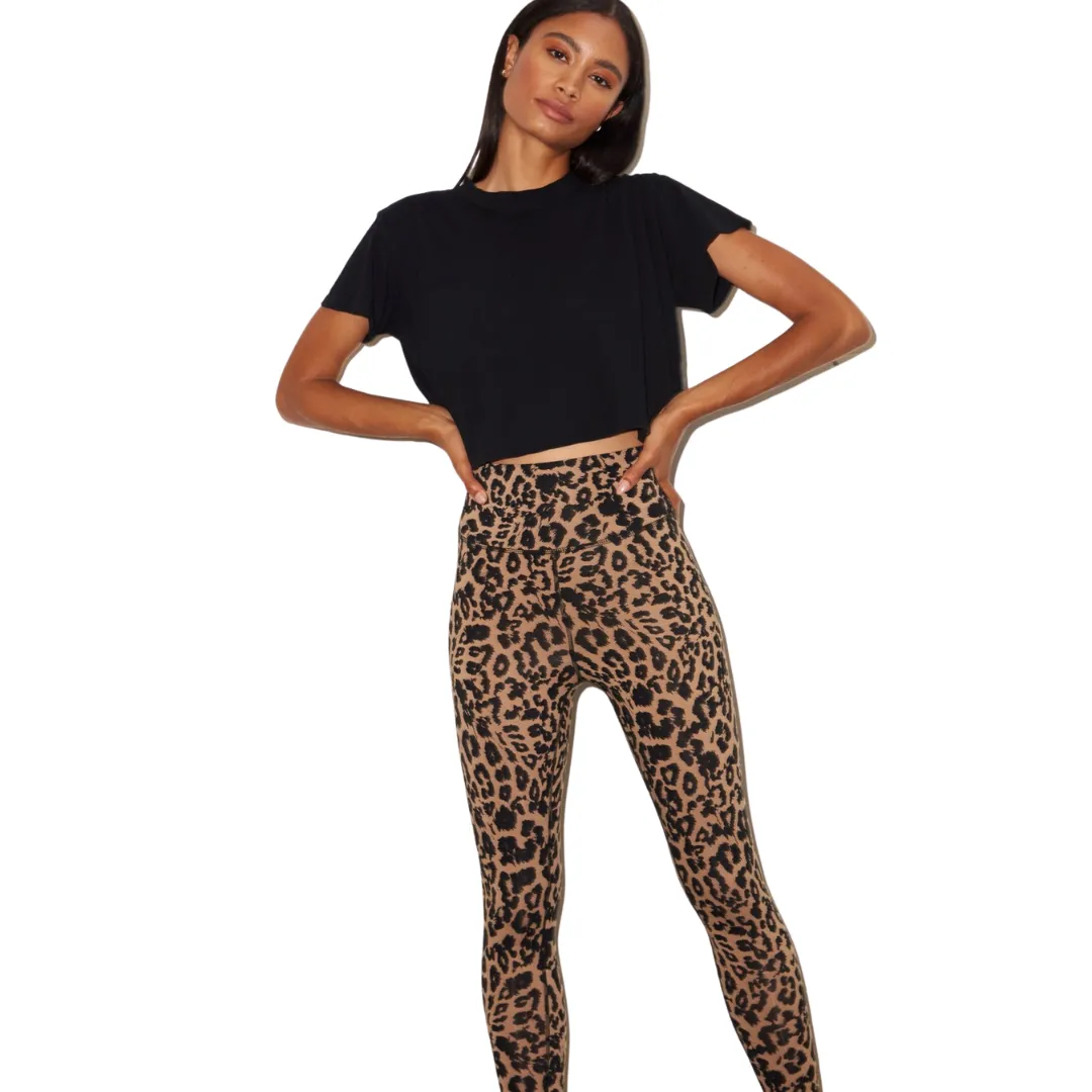 Leopard Zipper Leggings - Brown