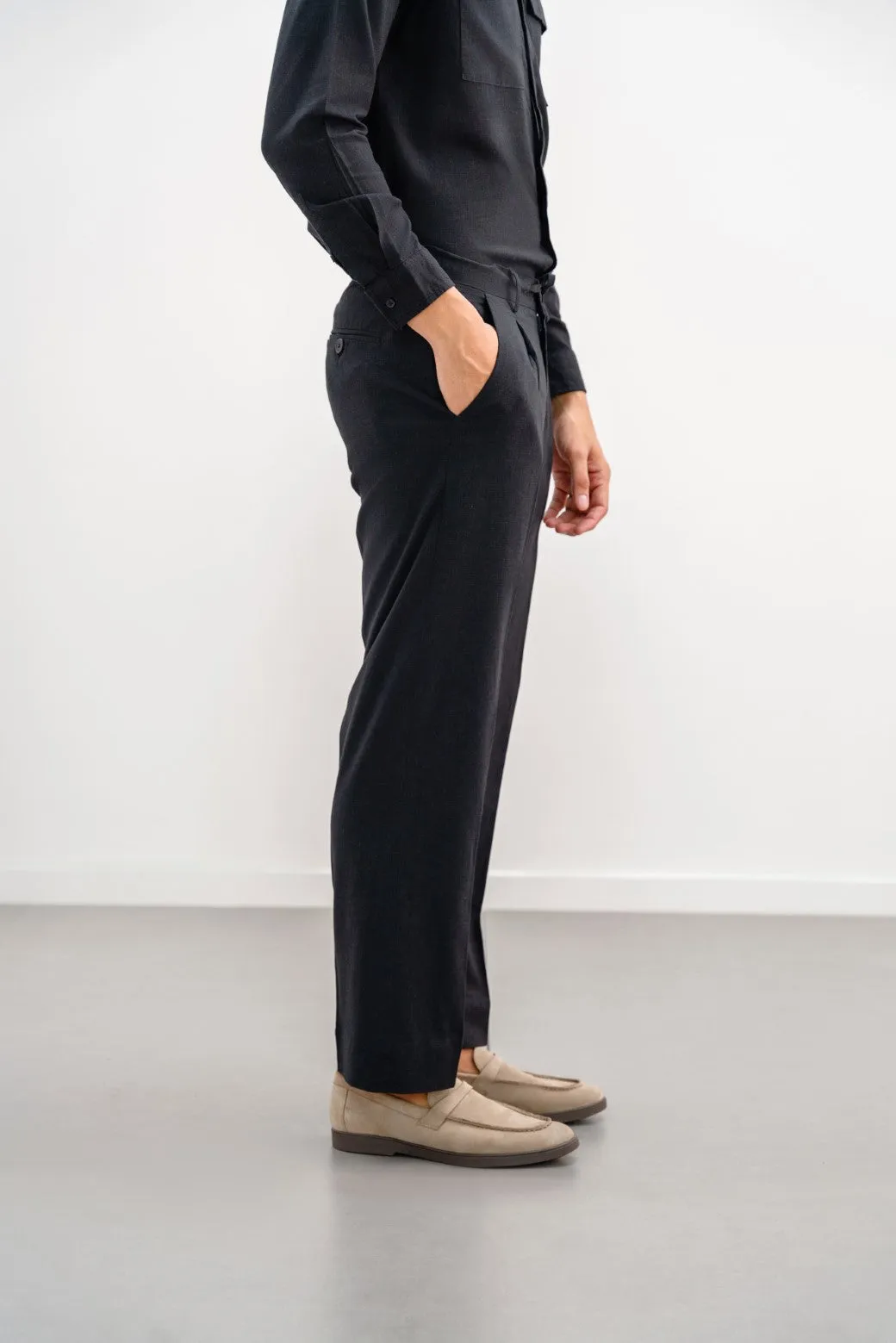 LINEN PLEATED TROUSERS